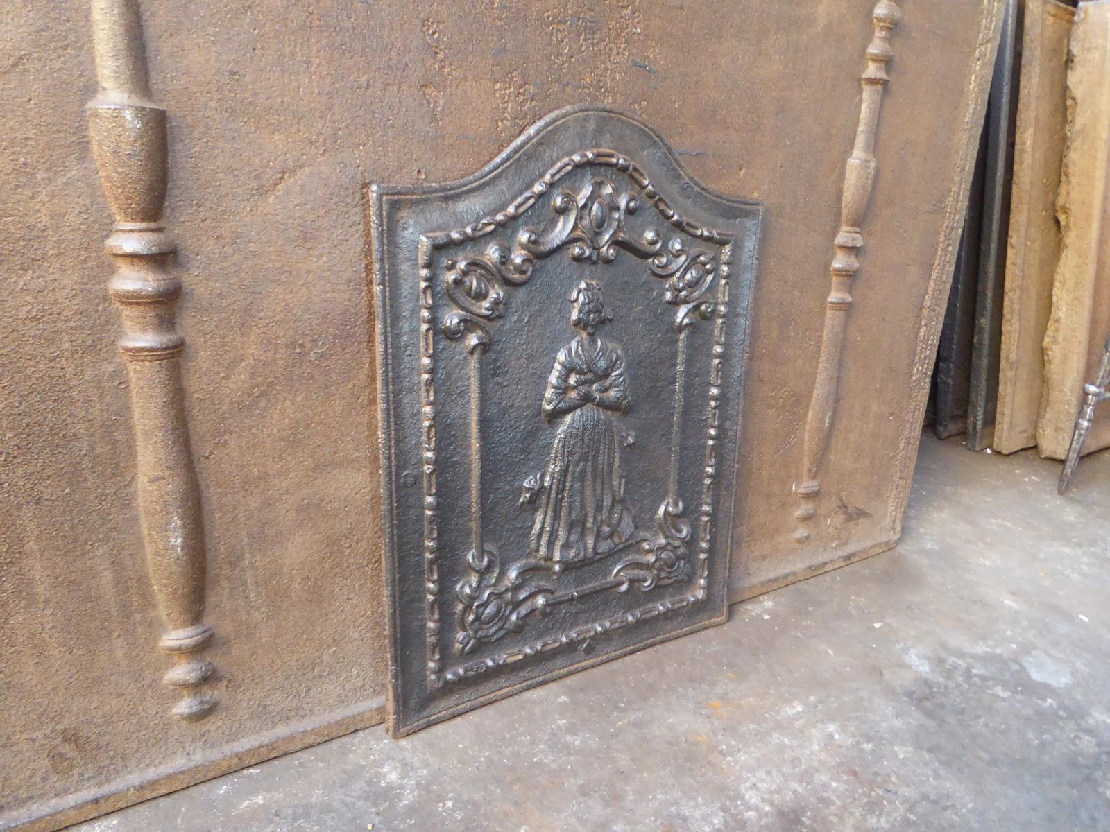 Antique French Napoleon III 'Woman' Fireback / Backsplash, 19th Century photo vintage