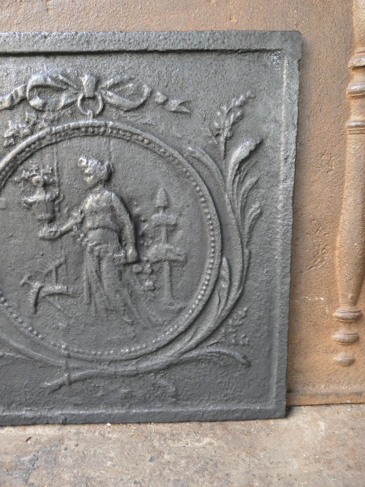 photo furniture Antique French 'Gardening' Fireback / Backsplash, 18th   19th Century