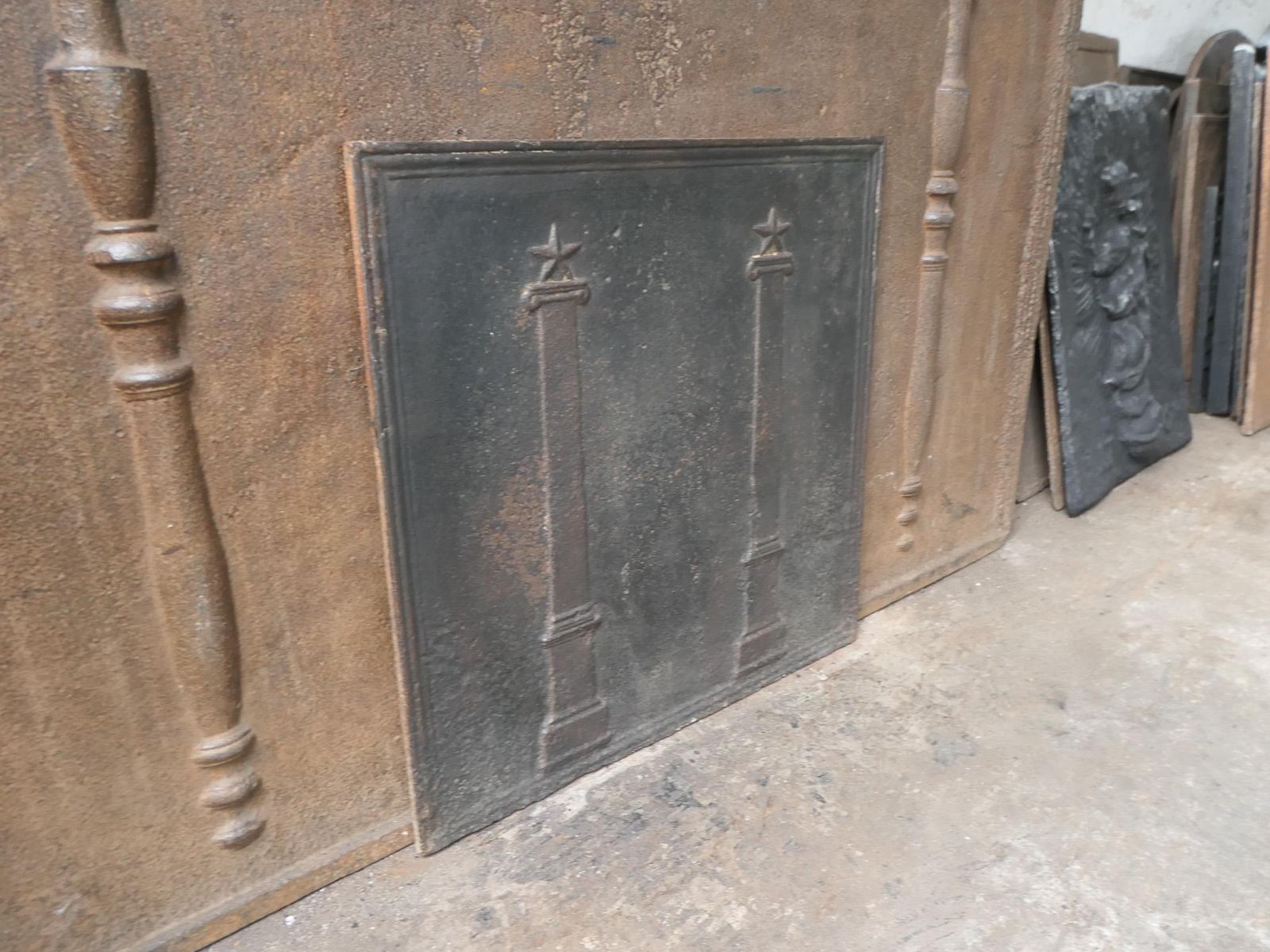 photo for sale Antique French 'Pillars Of Freedom' Fireback / Backsplash, 18th   19th C.