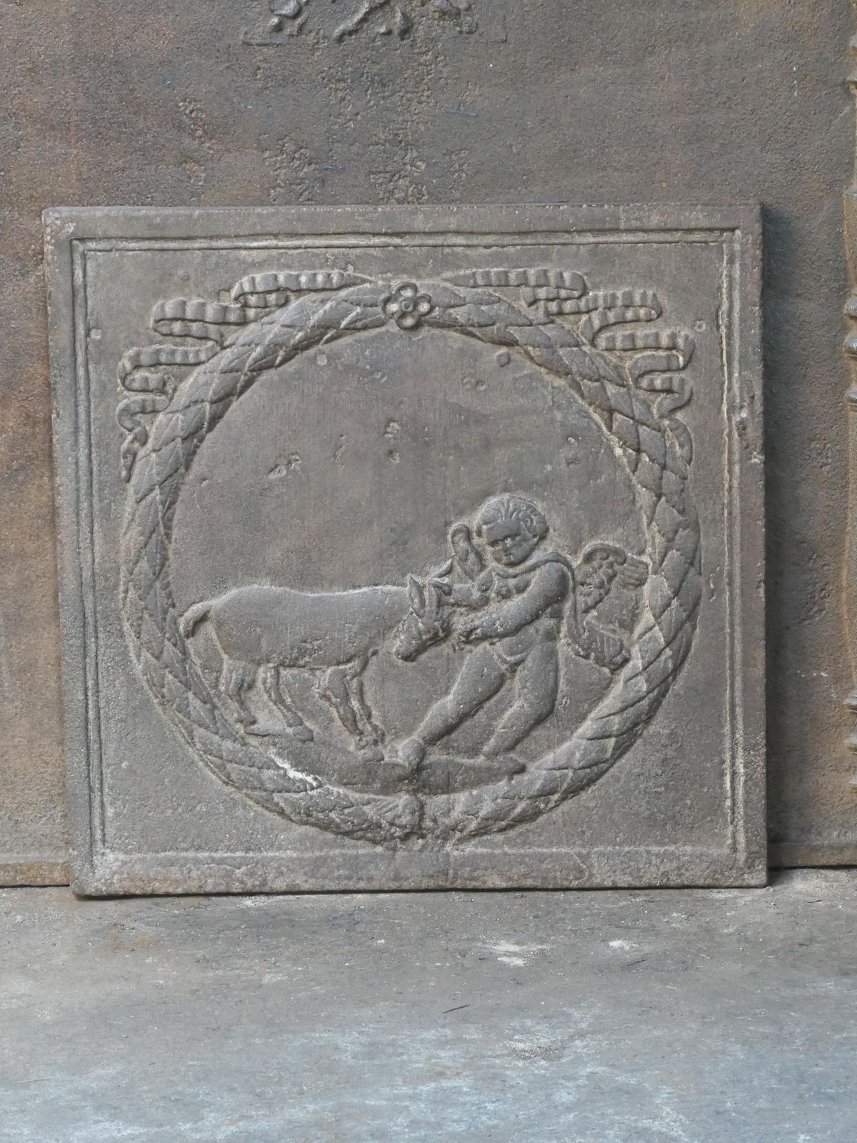 Antique French Napoleon III 'Cupid' Fireback / Backsplash, 19th Century photo Home Fixtures