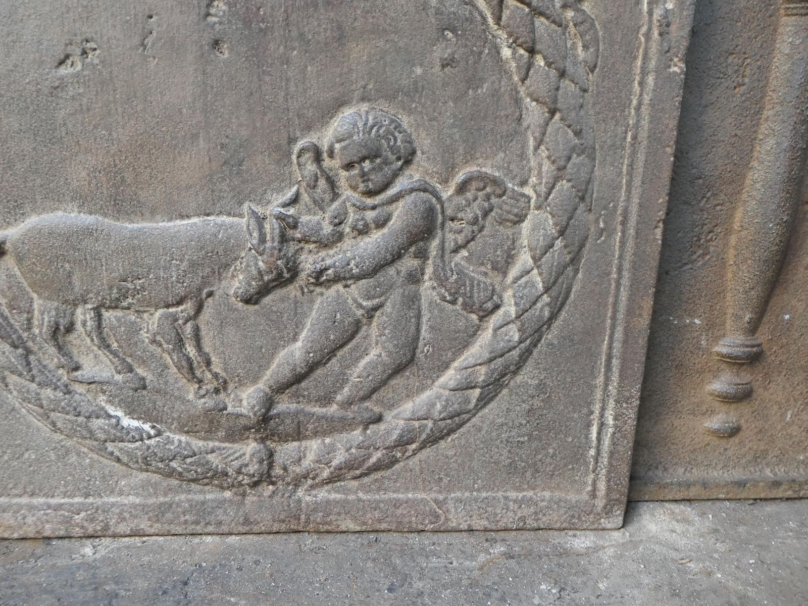 Home Fixtures Antique French Napoleon III 'Cupid' Fireback / Backsplash, 19th Century photo