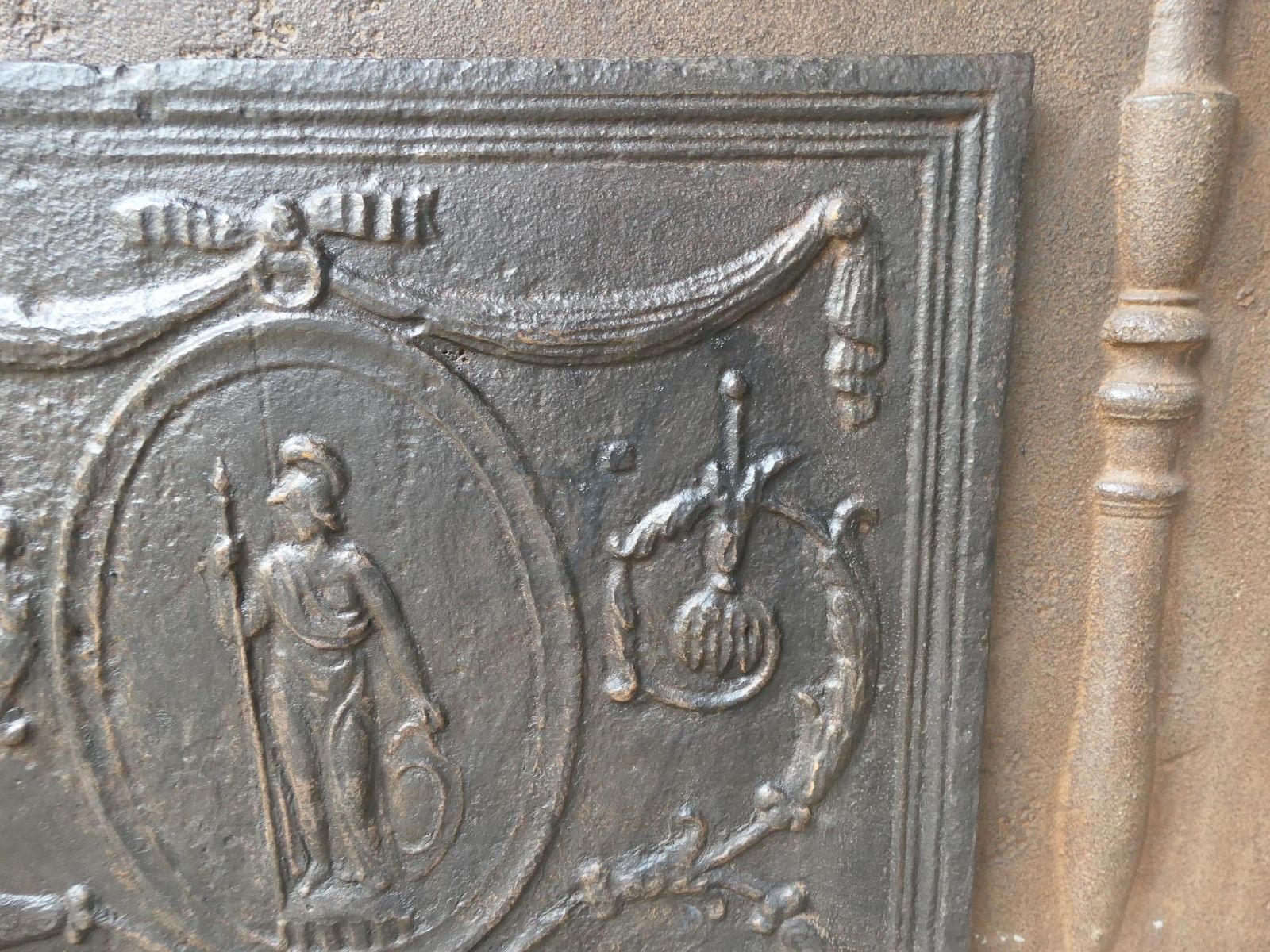 Antique French Neoclassical 'Minerva' Fireback / Backsplash, 18th 19th Century photo vintage