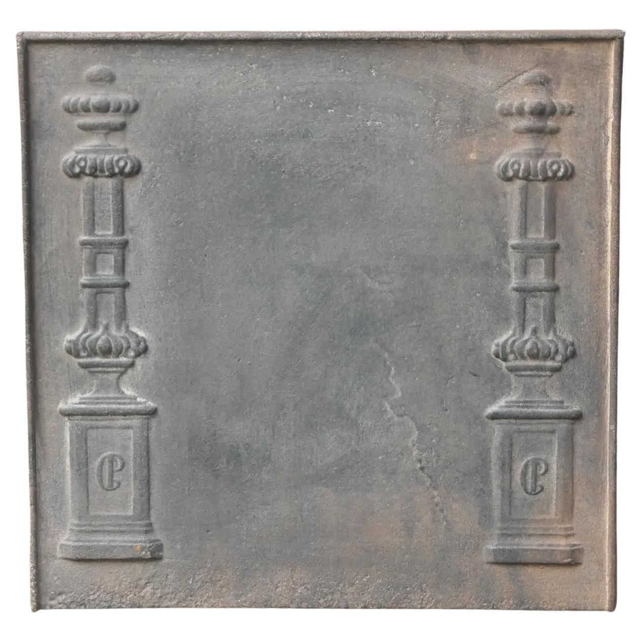 Antique French 'Pillars Of Freedom' Fireback / Backsplash, 18th   19th C.