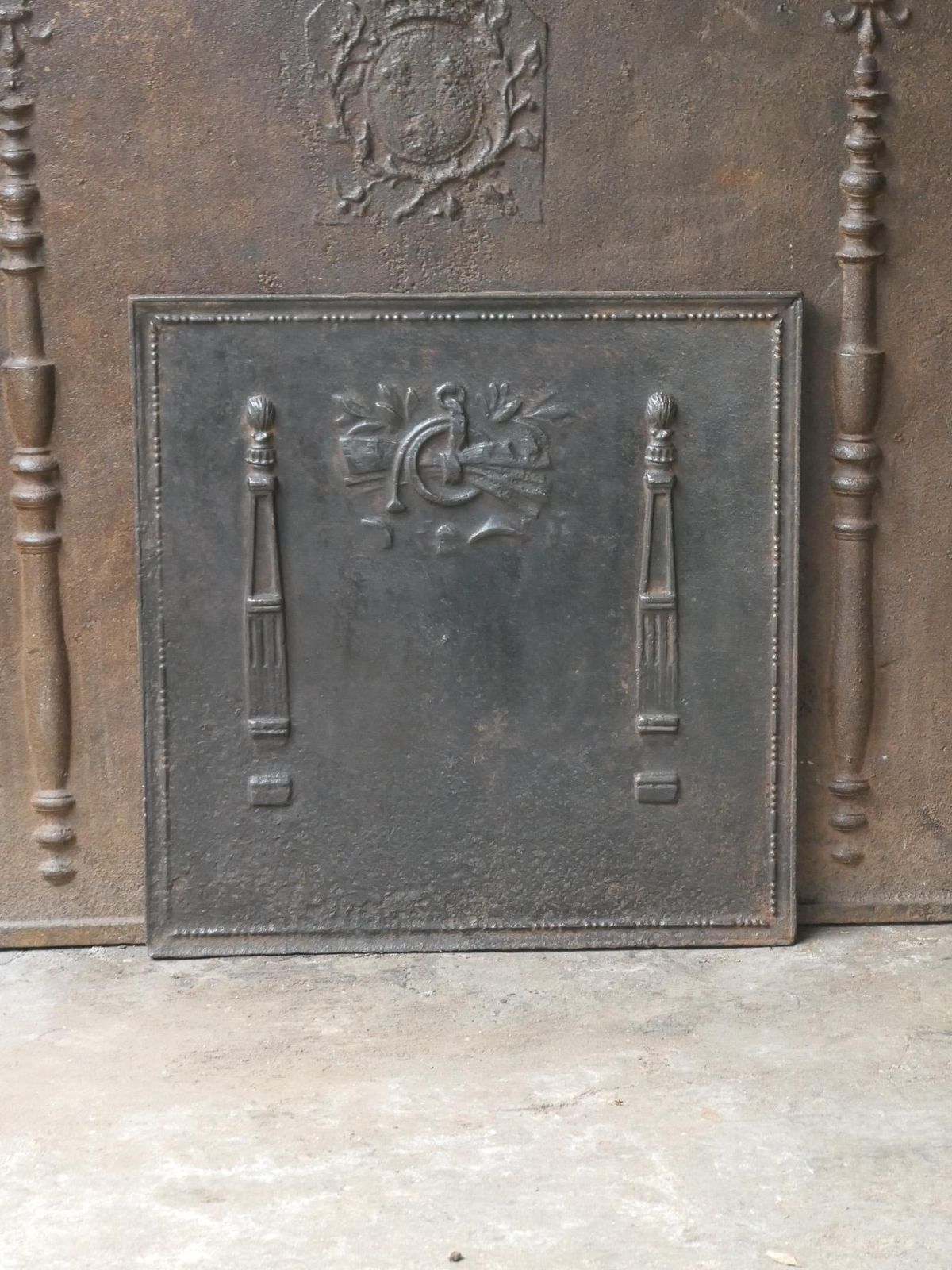 Antique French 'Pillars Of Freedom' Fireback / Backsplash, 18th   19th C. photo for sale