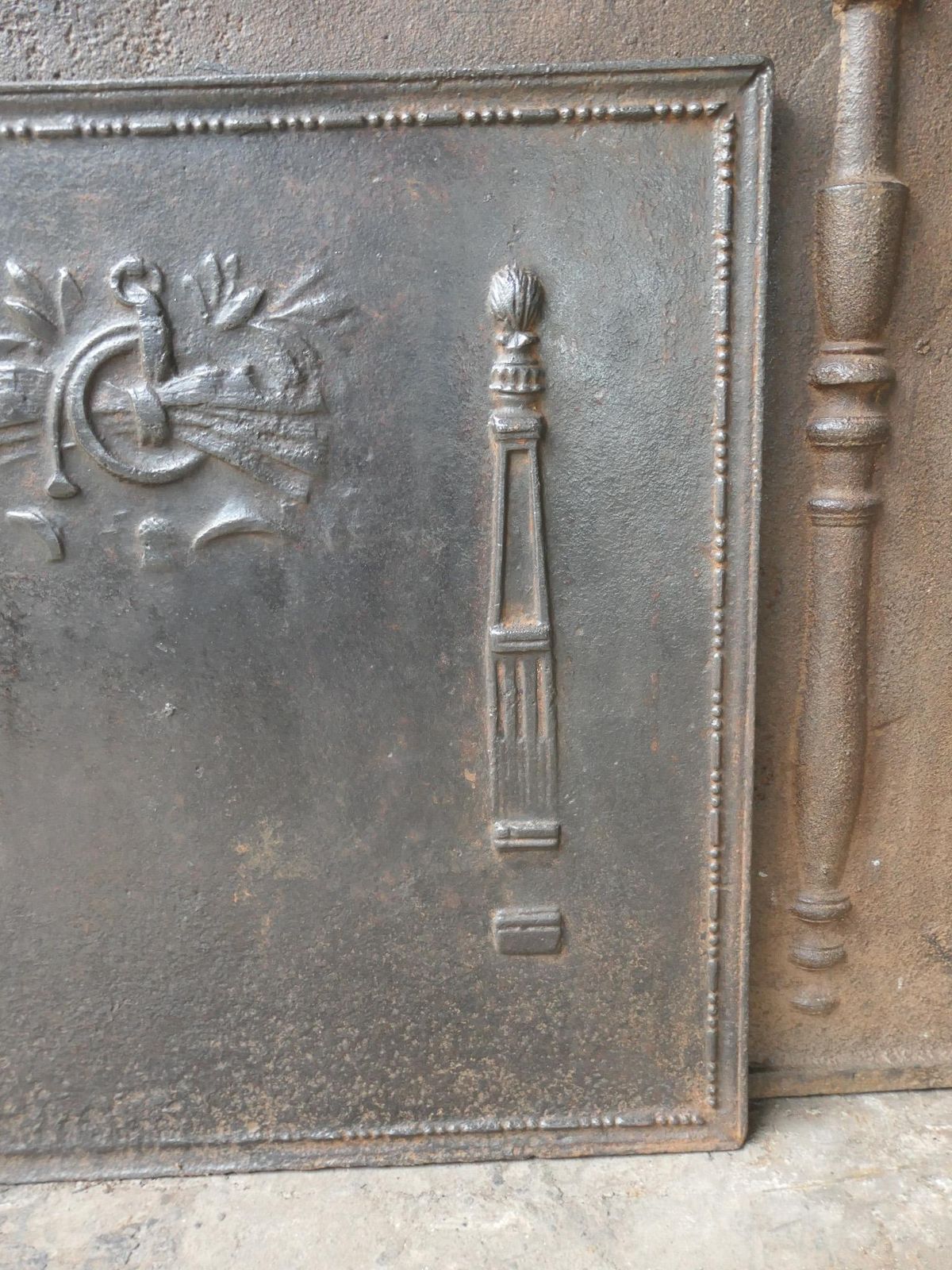 Antique French 'Pillars Of Freedom' Fireback / Backsplash, 18th   19th C. photo vintage