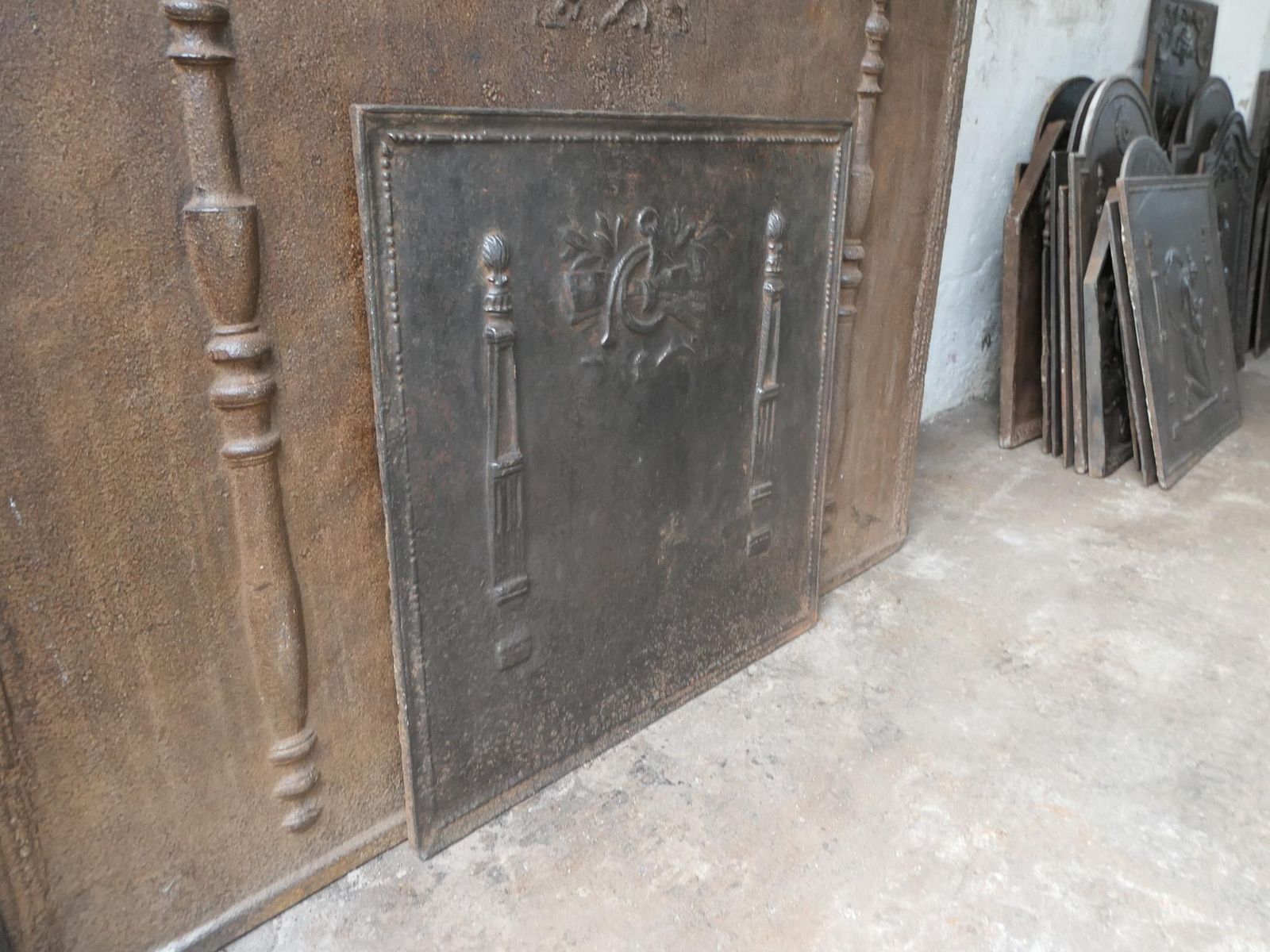 photo for sale Antique French 'Pillars Of Freedom' Fireback / Backsplash, 18th   19th C.