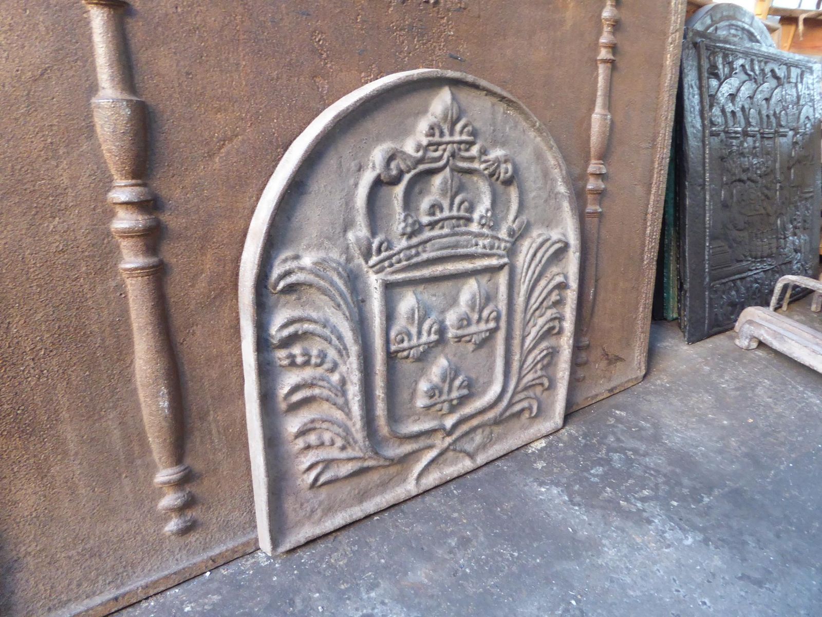 French Louis XV Style 'Arms Of France' Fireback / Backsplash photo vintage