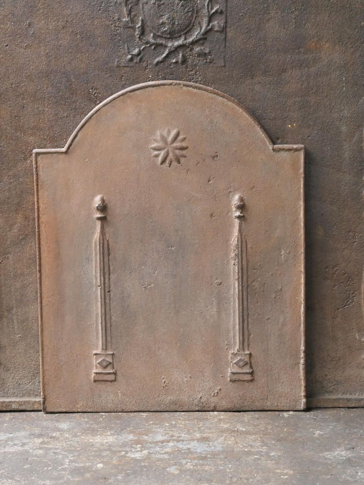 Antique French 'Pillars Of Freedom' Fireback / Backsplash, 18th   19th C. photo for sale