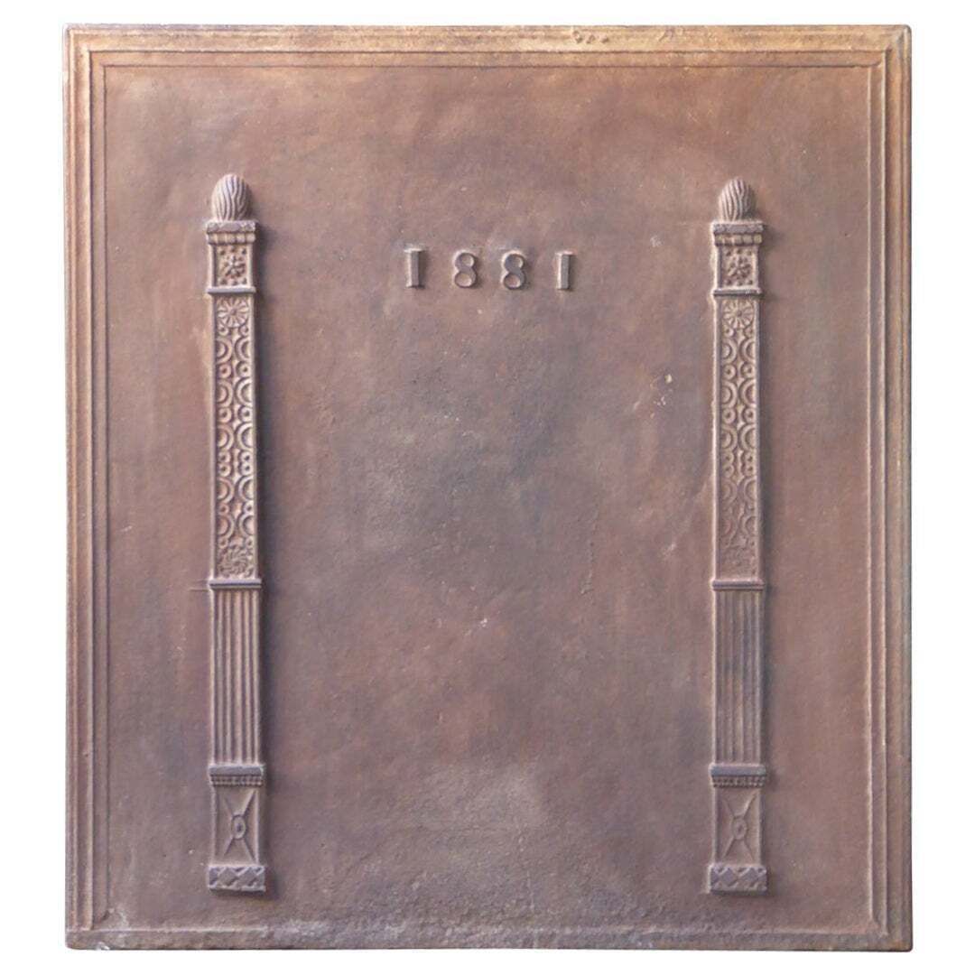 Antique French Neoclassical 'Pillars Of Freedom' Fireback / Backsplash