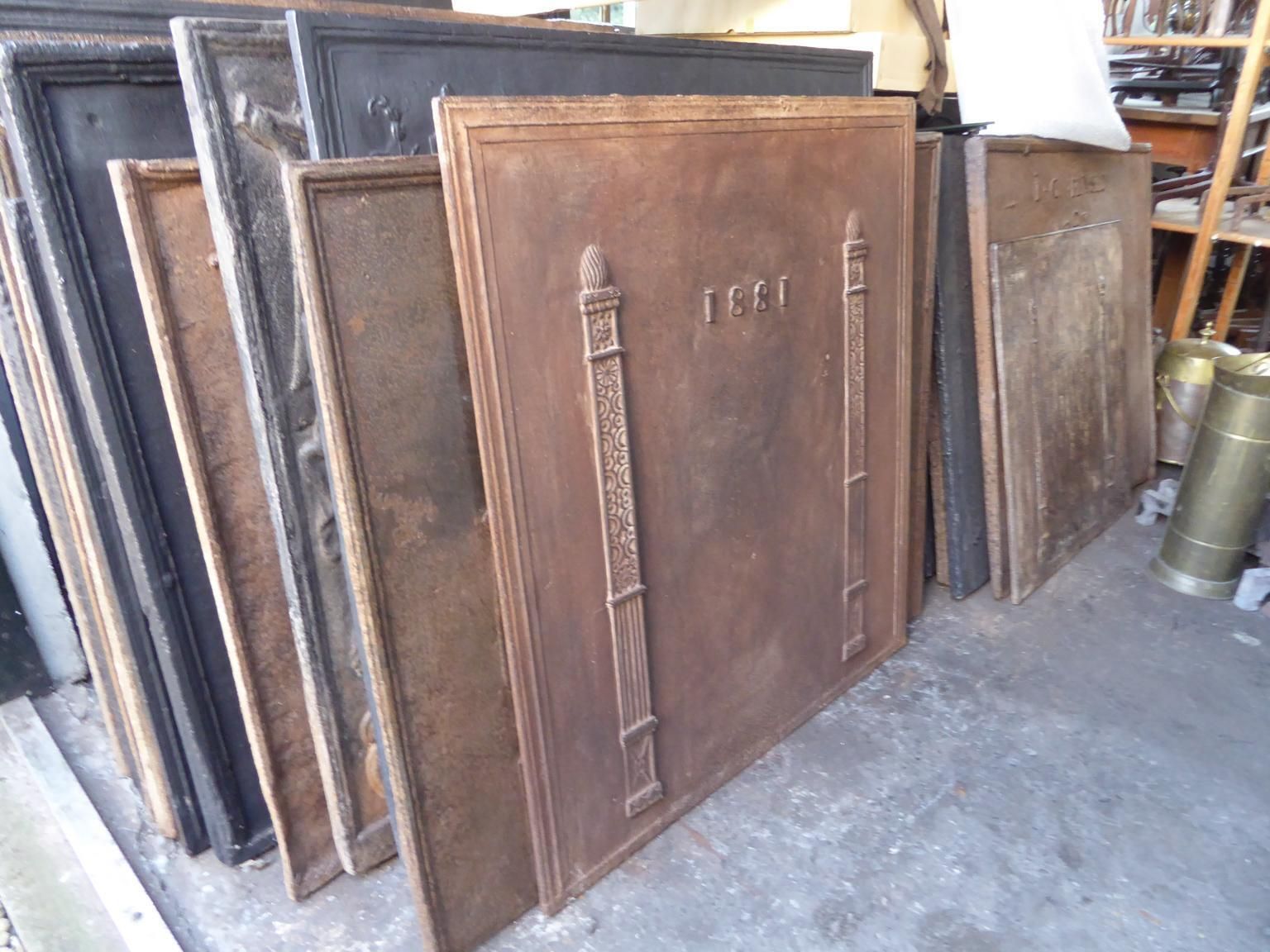Antique French Neoclassical 'Pillars Of Freedom' Fireback / Backsplash photo vinterior