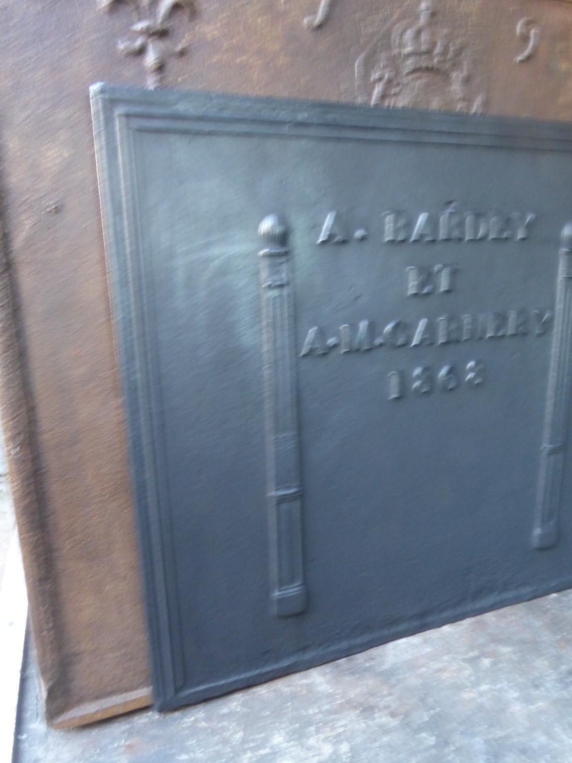Antique French Neoclassical 'Pillars Of Freedom' Fireback / Backsplash, 19th C. photo vinterior
