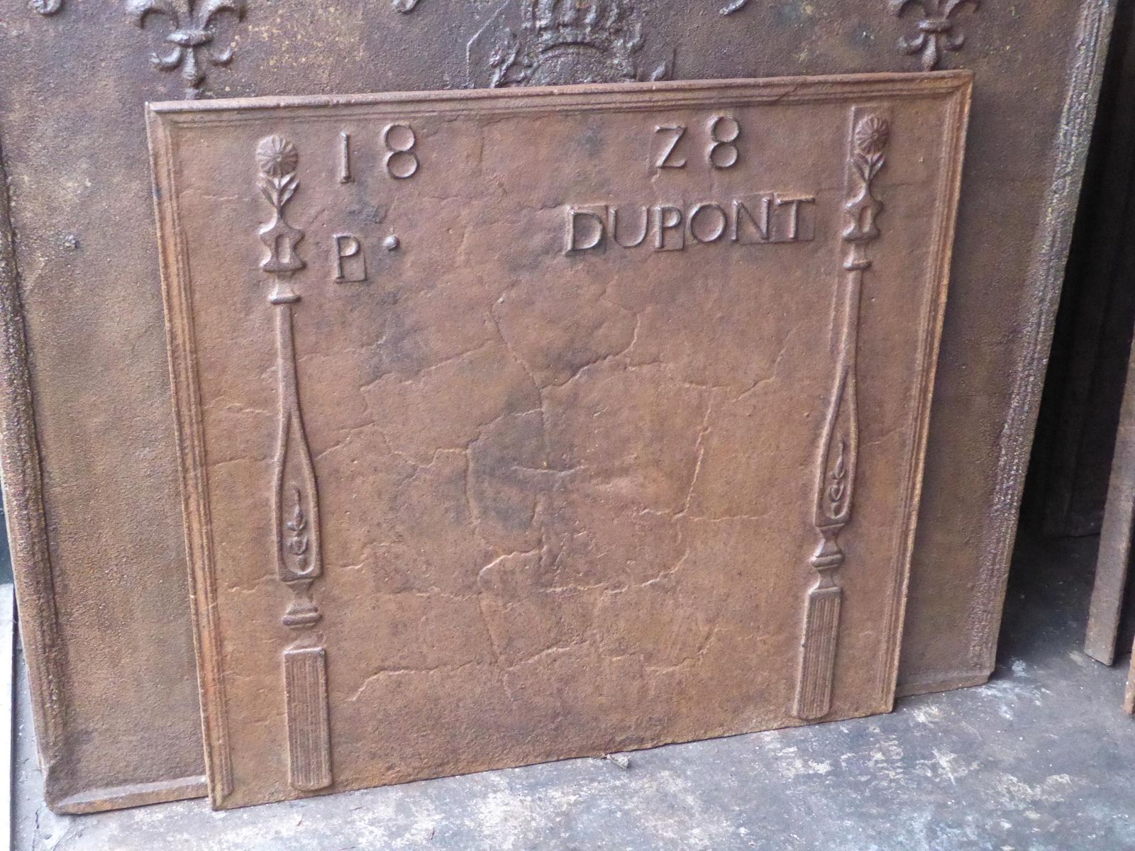 19th C. French Neoclassical Fireback / Backsplash With 'Pillars Of Freedom' photo for sale