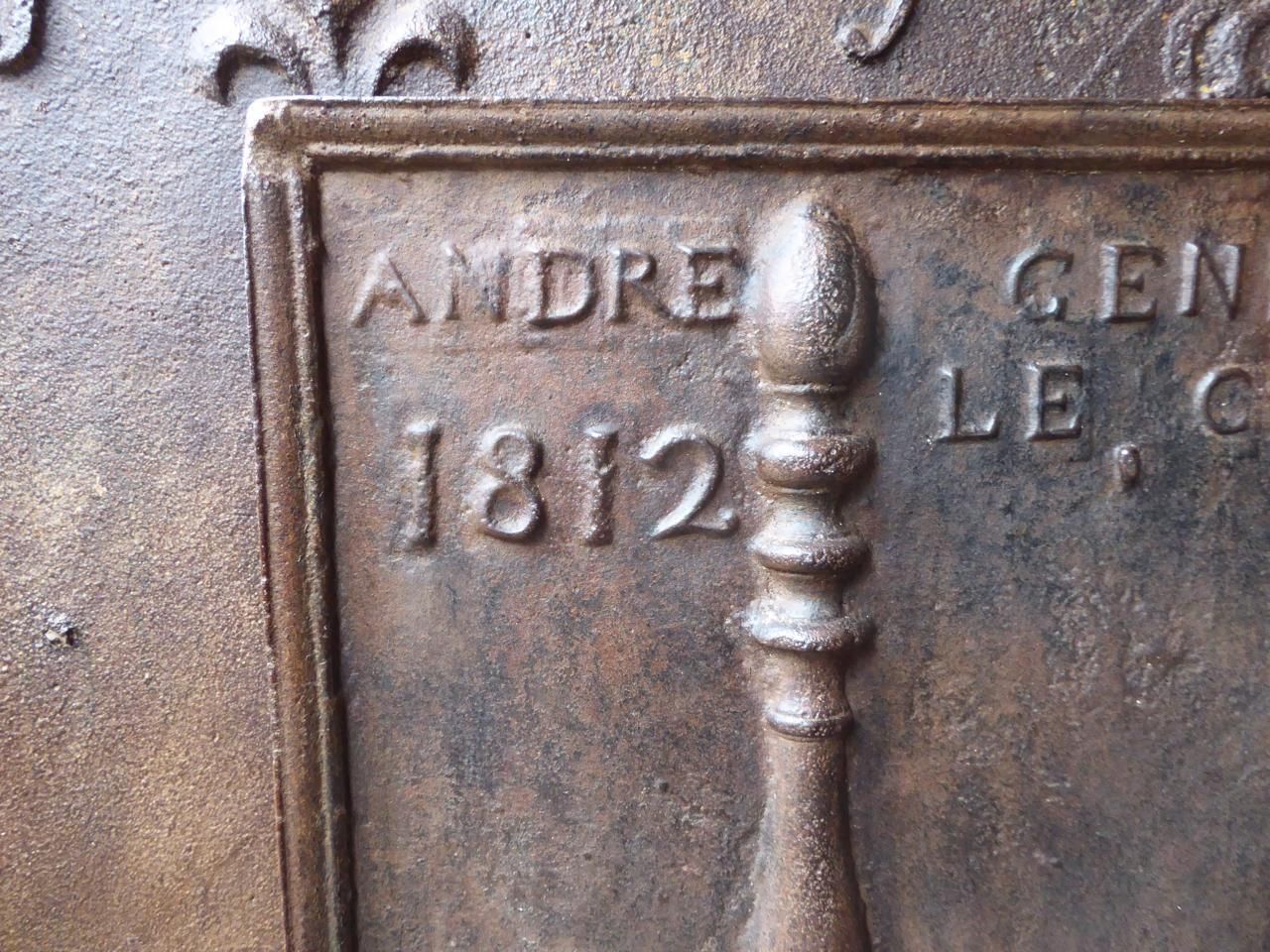 19th Century French Louis XIV Style 'Pillars Of Hercules' Fireback / Backsplash photo for sale