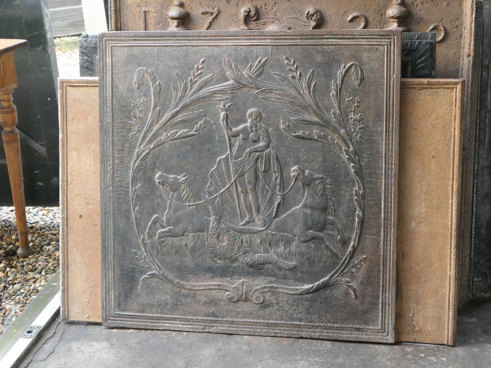 Antique French 'Neptune' Fireback / Backsplash, 19th Century photo 1088.0
