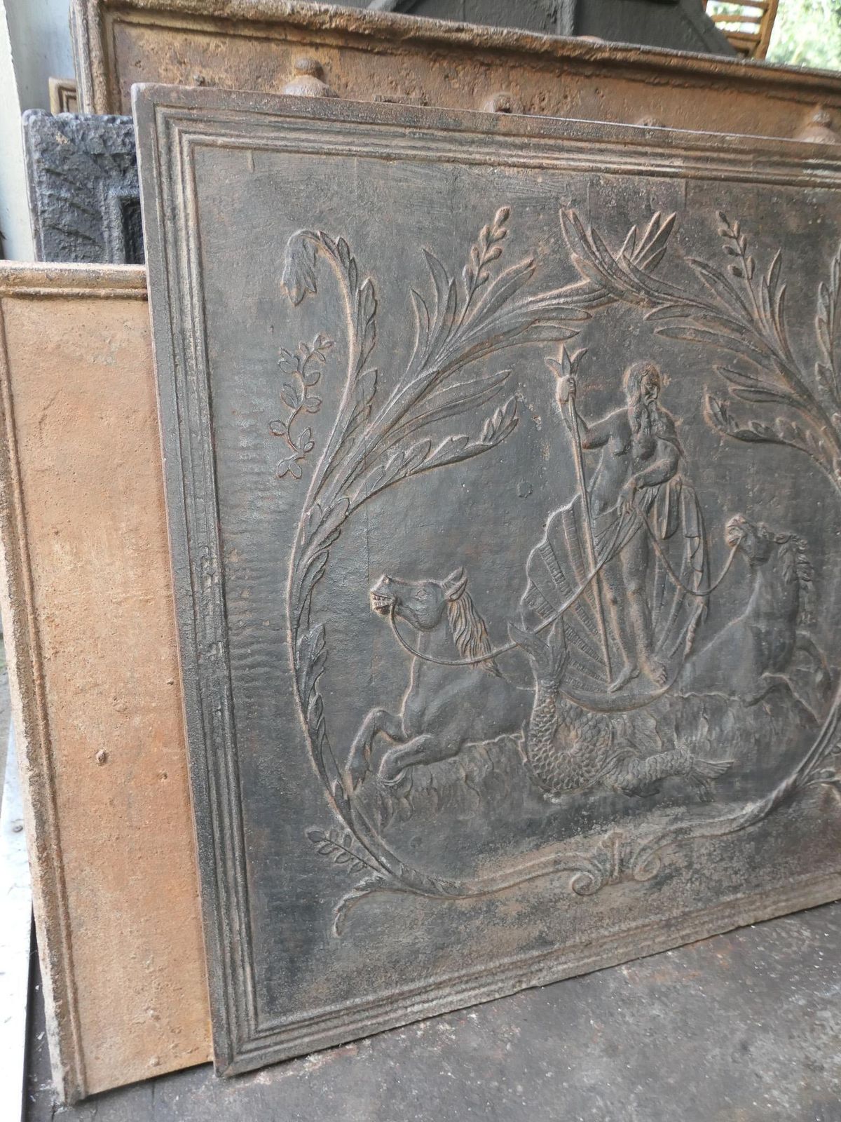 Home Fixtures Antique French 'Neptune' Fireback / Backsplash, 19th Century photo