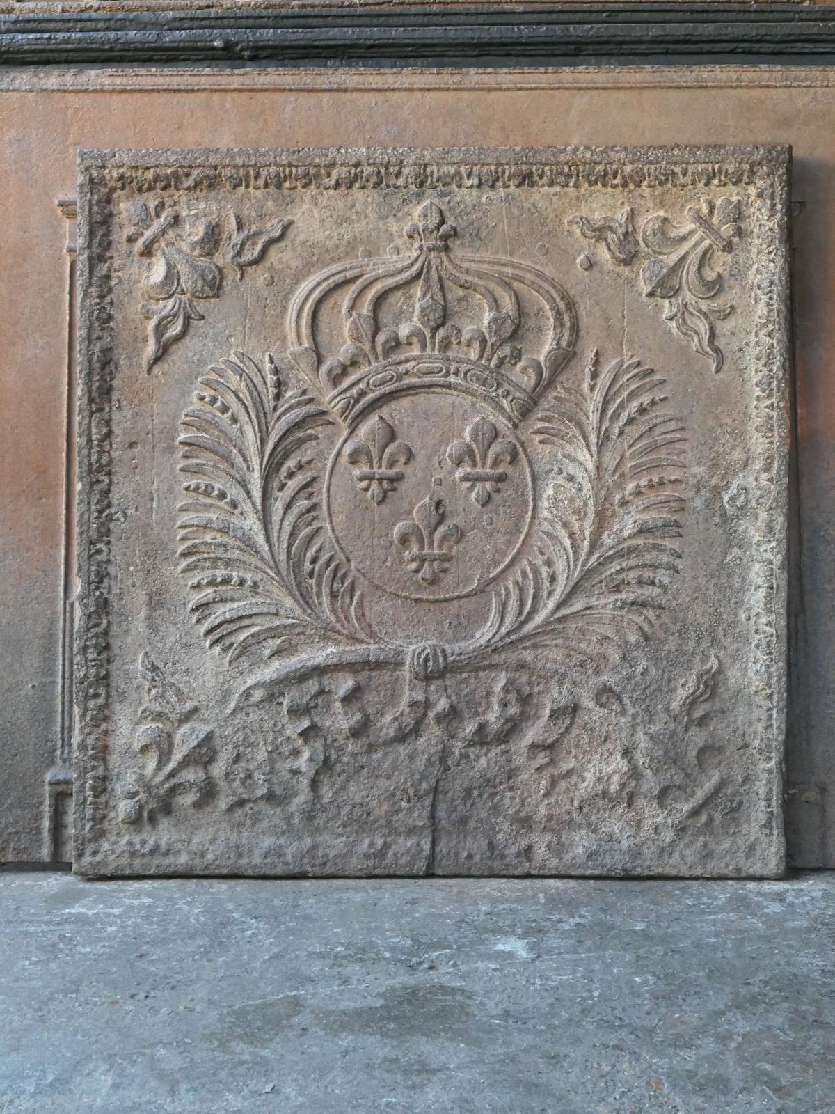 17th 18th Century French Louis XIV 'Arms Of France' Fireback / Backsplash photo for sale