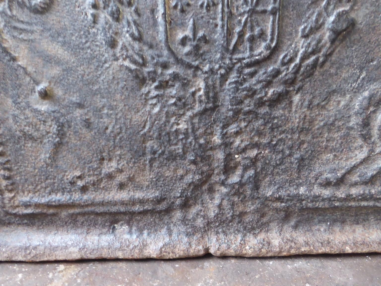 photo for sale Antique French 'Arms Of France And Navarre' Fireback / Backsplash, 17th Century