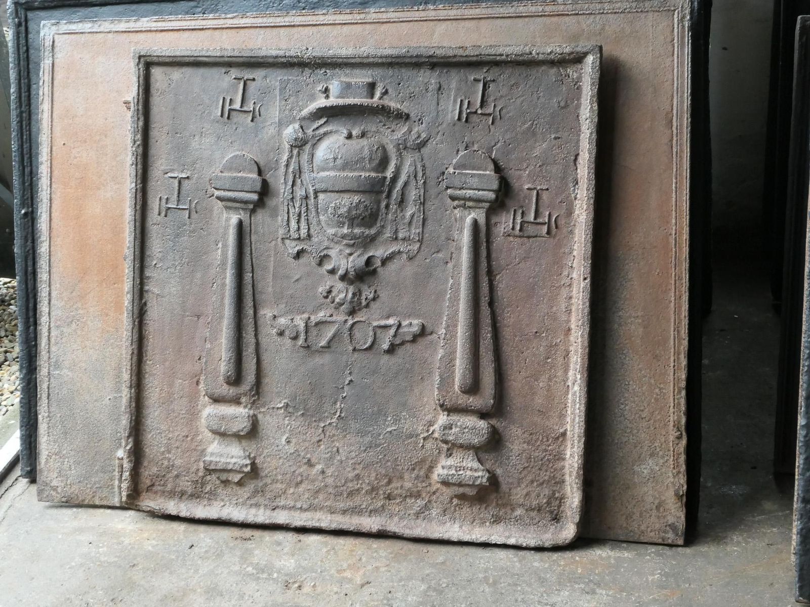 18th Century French 'Pillars With Ihs Monograms' Fireback / Backsplash photo buy
