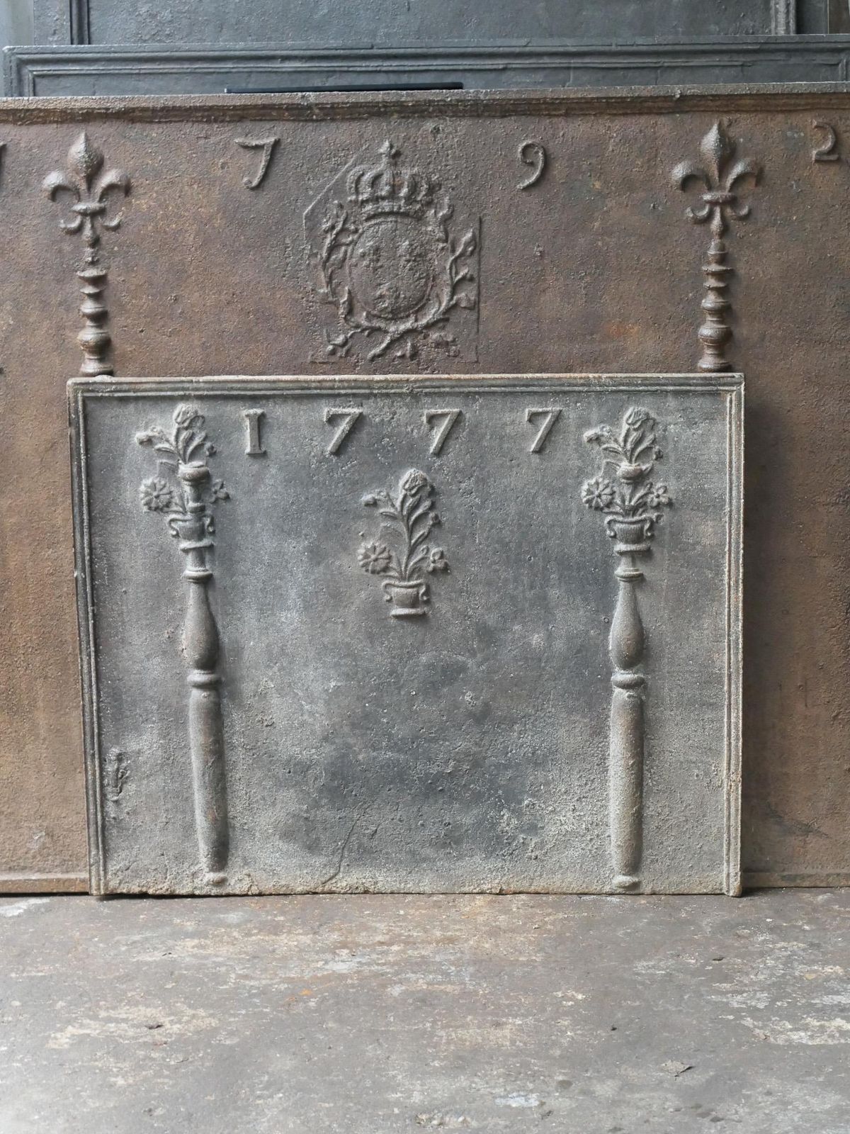 Antique French Louis XV Period 'Flower Baskets' Fireback / Backsplash, 18th C. photo furniture