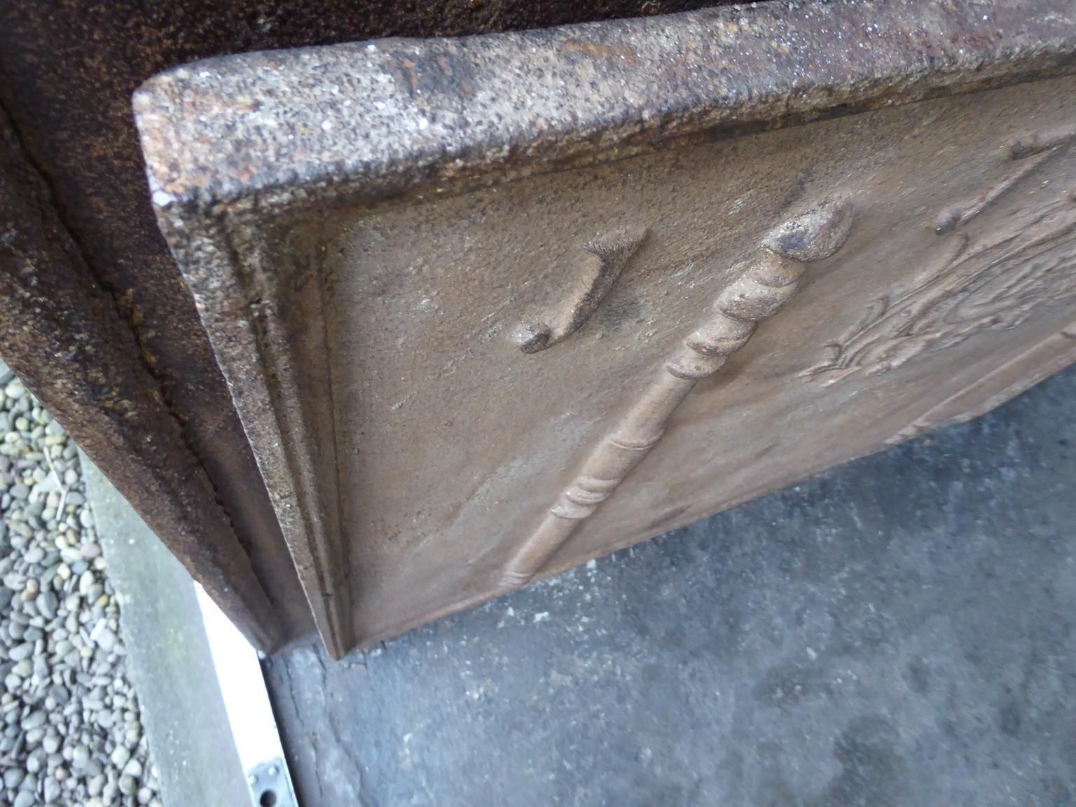photo for sale 18th Century French Fireback / Backsplash 'Pillars With Medieval Ihs Monogram'
