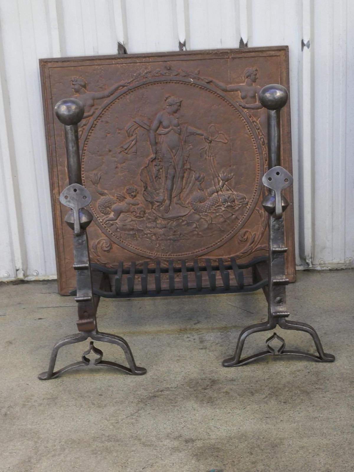 Large French Louis XIII Period Fireplace Grate Or Fire Basket, 17th Century photo for sale