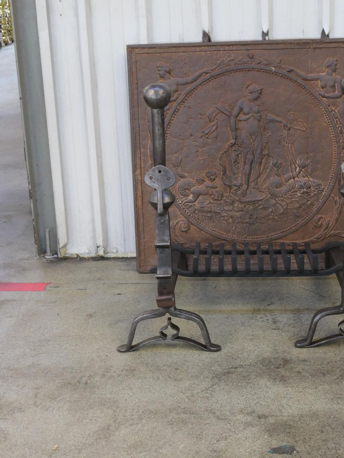 Large French Louis XIII Period Fireplace Grate Or Fire Basket, 17th Century photo Home Fixtures