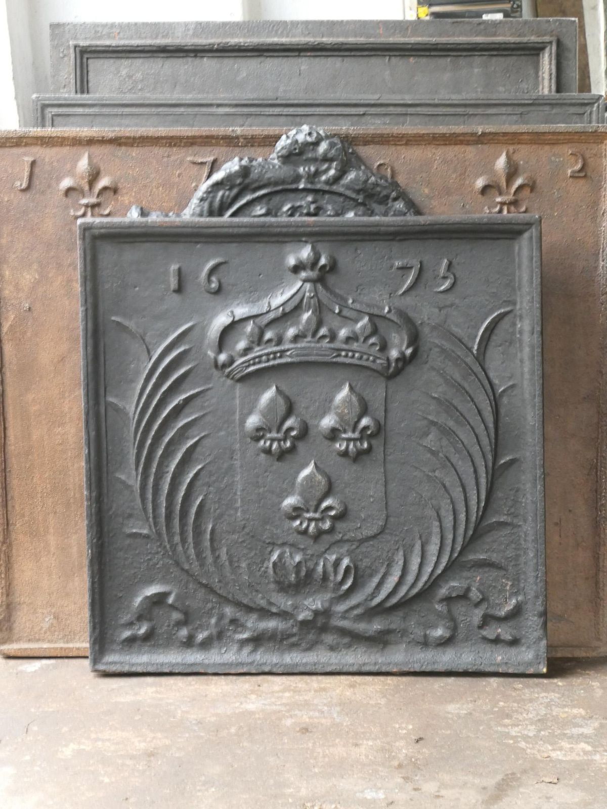 17th Century French Louis XIV 'Arms Of France' Fireback / Backsplash photo for sale