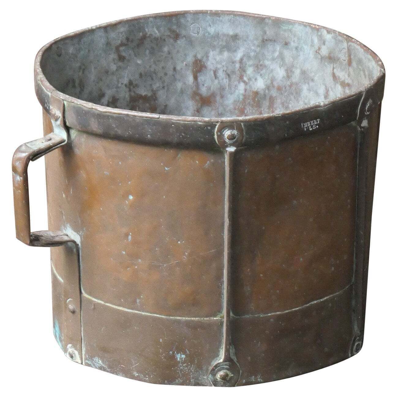 Antique French Copper Log Holder, Early 19th Century