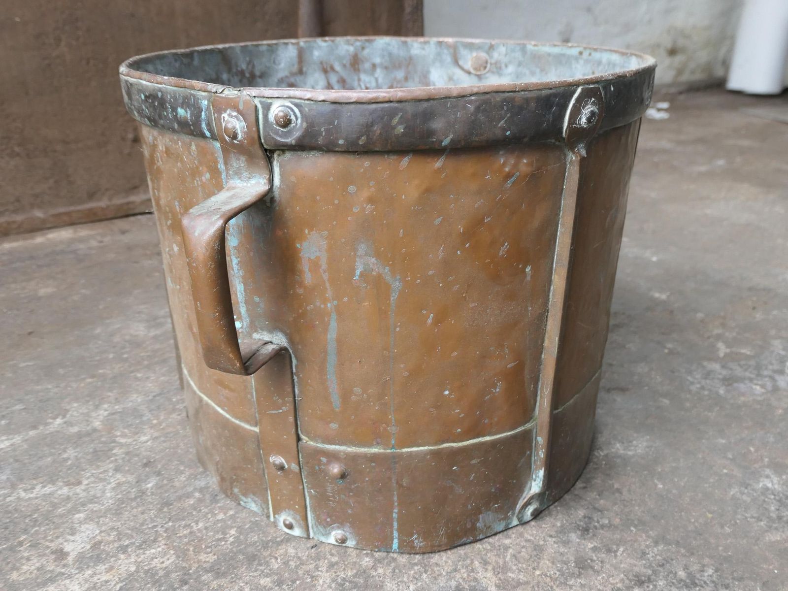 photo buy Antique French Copper Log Holder, Early 19th Century