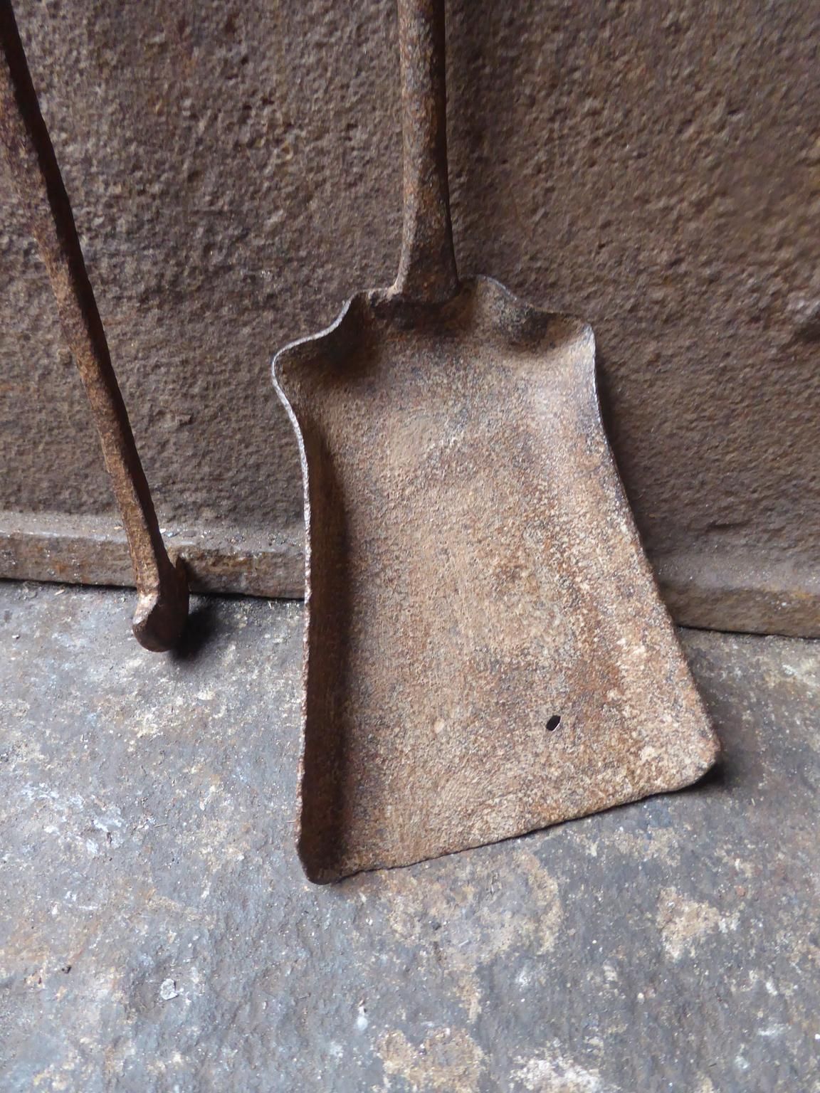 Antique French Wrought Iron Fireplace Tools Or Fire Tools, 17th 18th Century photo buy