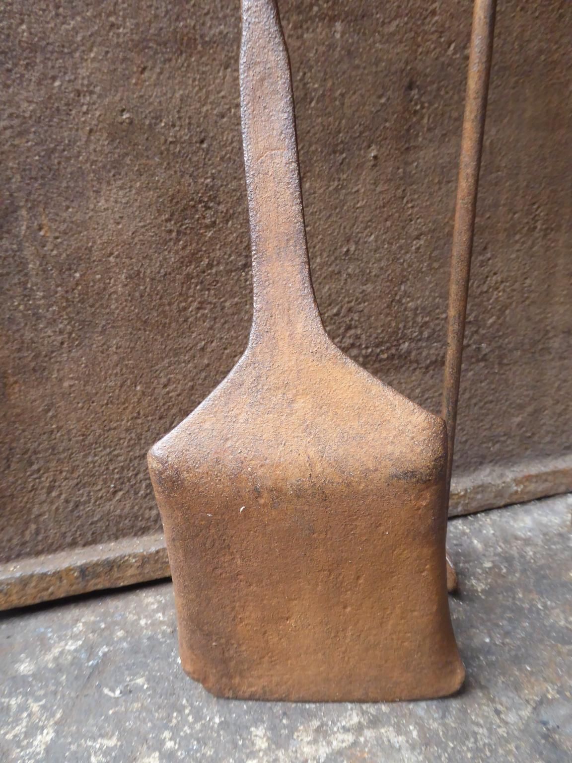 Large French Wrought Iron Fireplace Tools Or Fire Tools, 18th Century photo vintage
