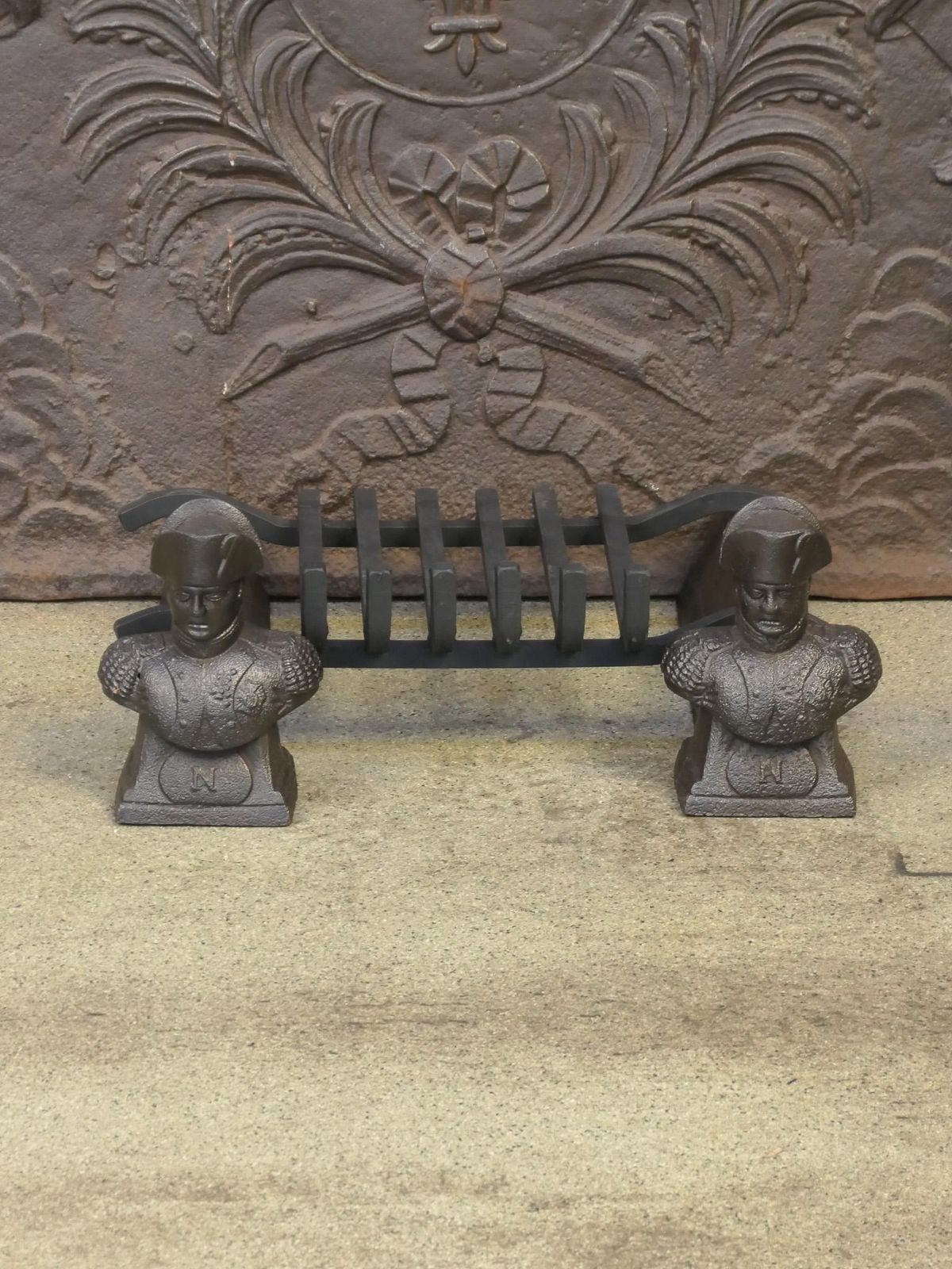 Antique French Napoleon III Fire Grate, Fireplace Grate, 19th Century photo Home Fixtures