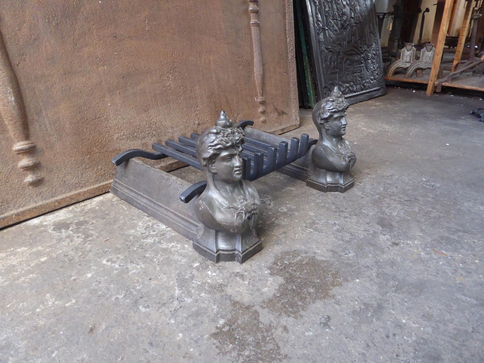 405.0 Antique French Napoleon III Fire Grate, Fireplace Grate photo
