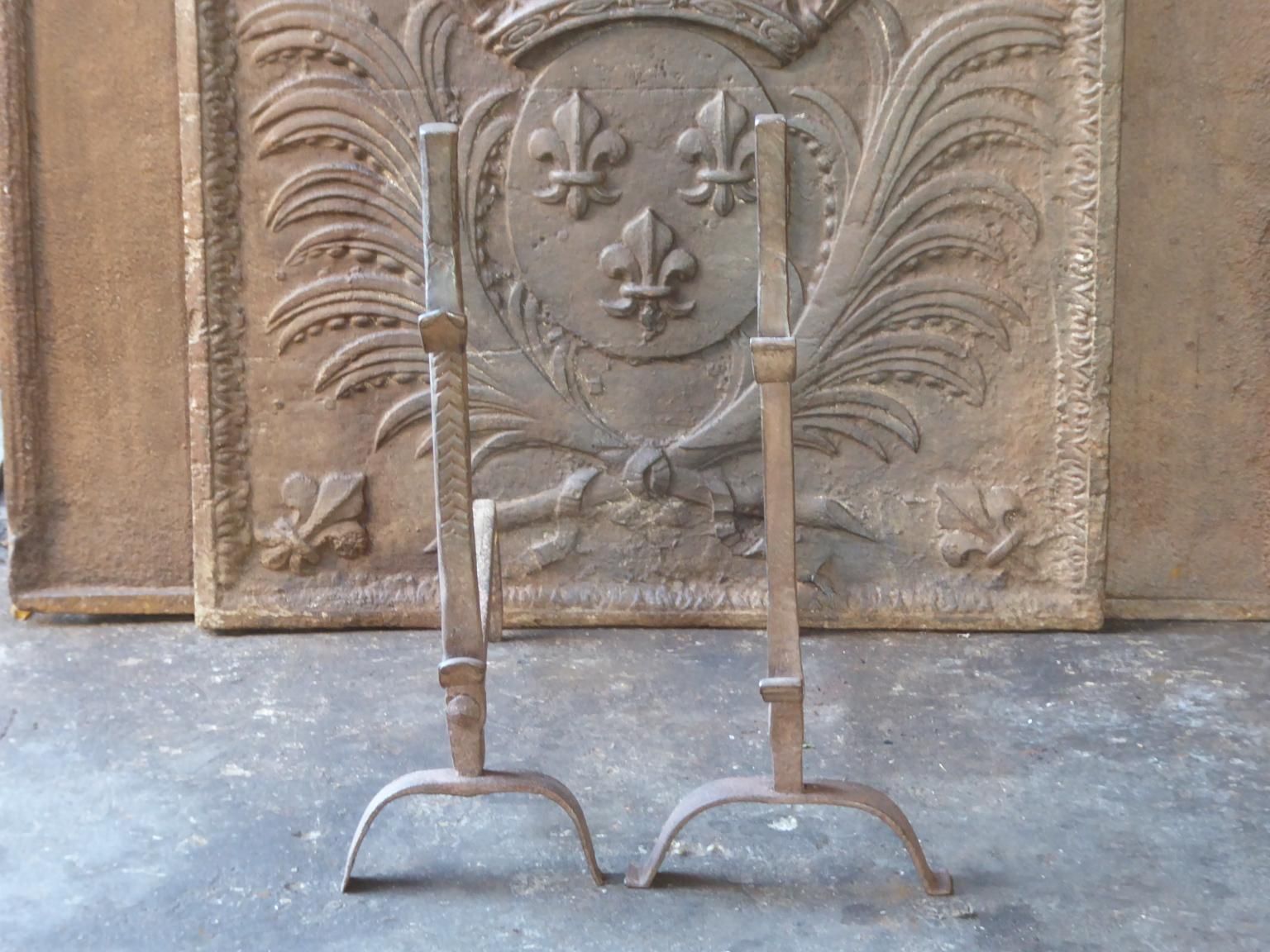 Antique French Andirons Or Firedogs, 18th Century photo furniture