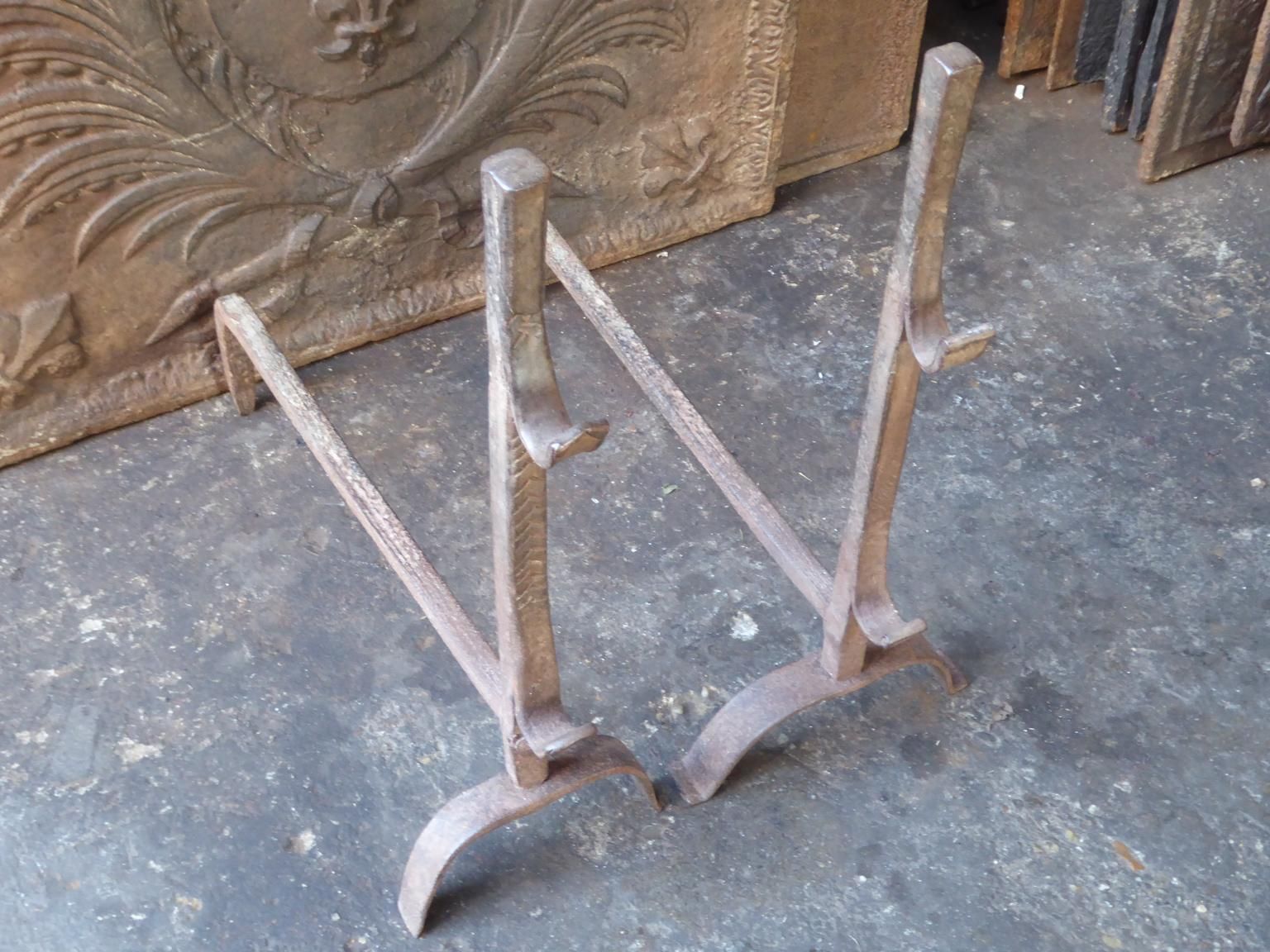 Antique French Andirons Or Firedogs, 18th Century photo for sale