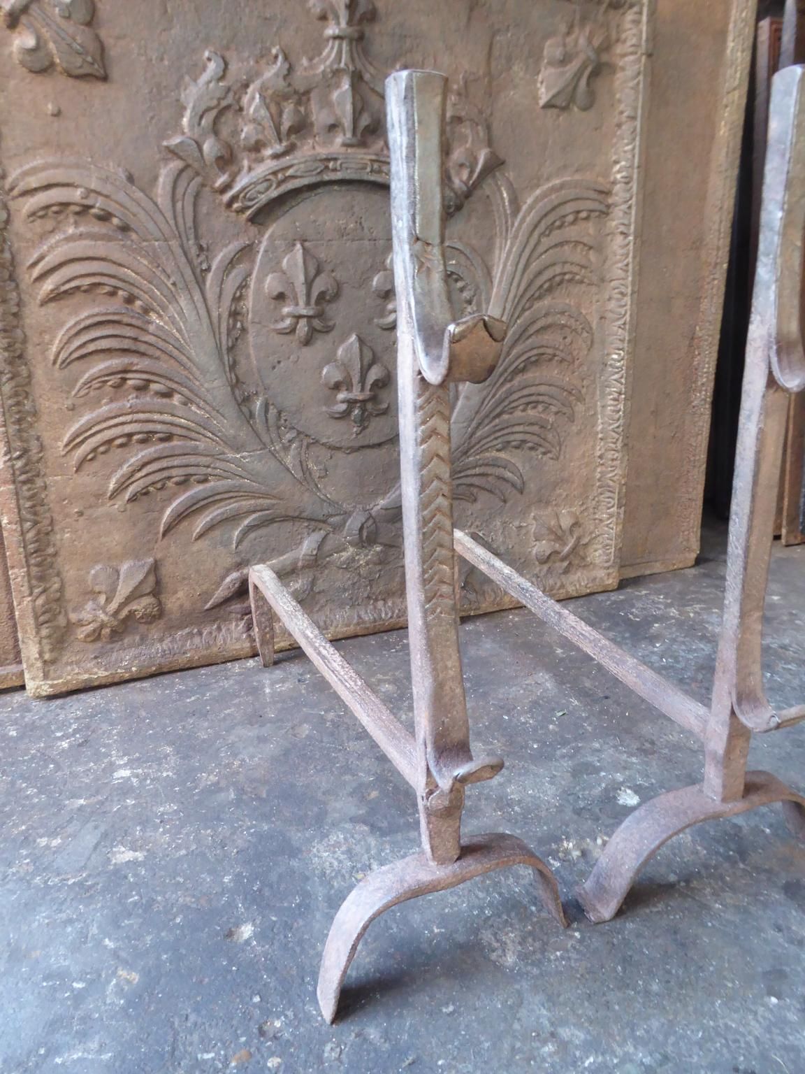 Antique French Andirons Or Firedogs, 18th Century photo Home Fixtures