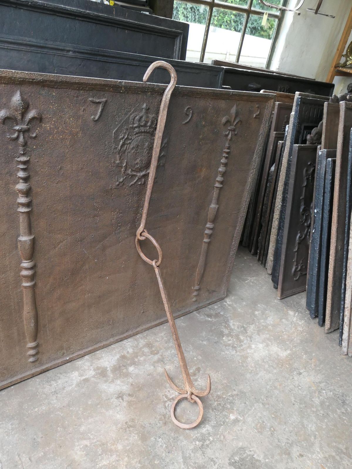 Large 17th Century French Fireplace Pot Hook photo for sale