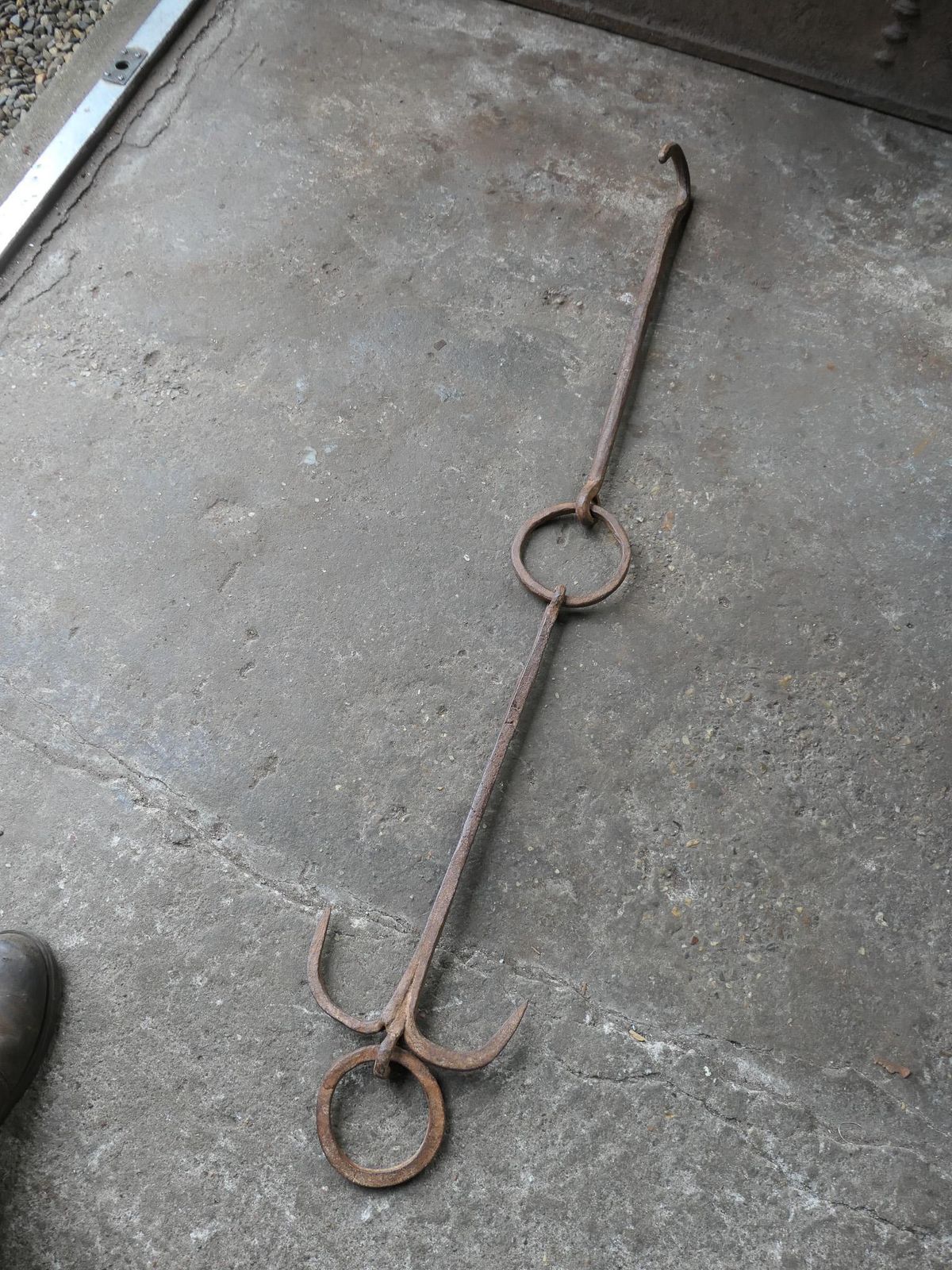 photo for sale Large 17th Century French Fireplace Pot Hook