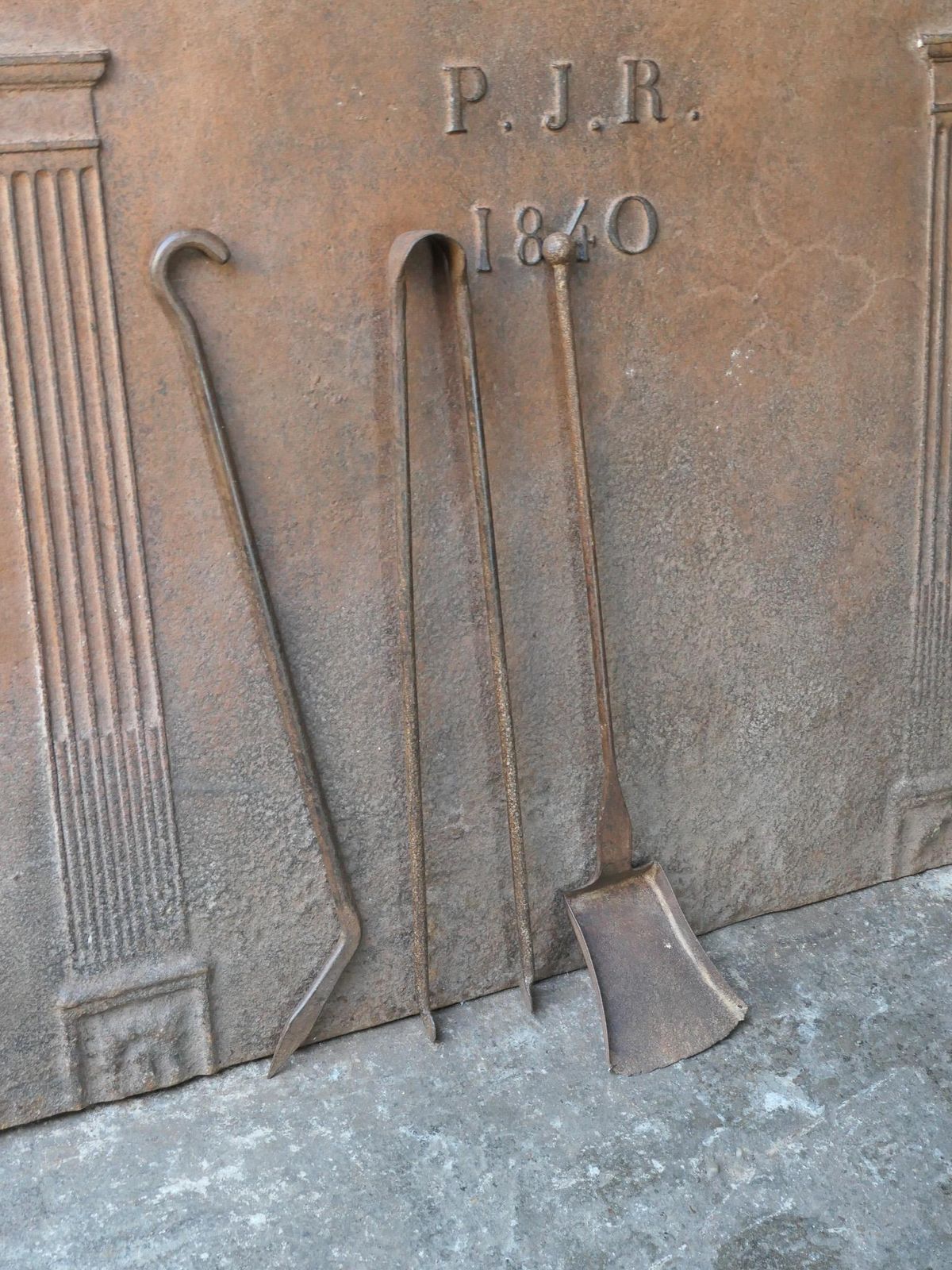 Rustic French Neoclassical Fireplace Tools, 18th 19th Century photo vinterior