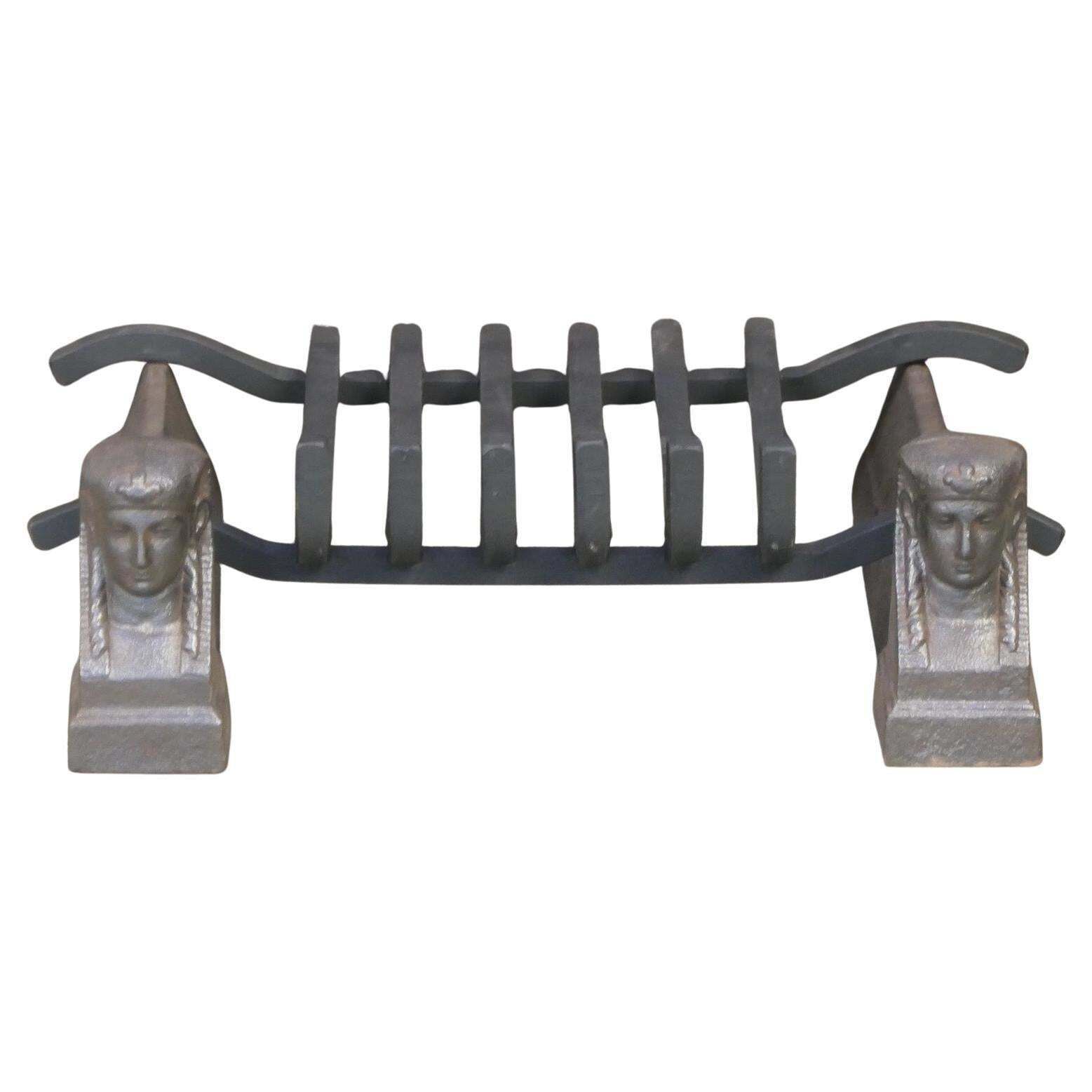 Antique French Napoleon III Fire Grate, Fireplace Grate, 19th Century