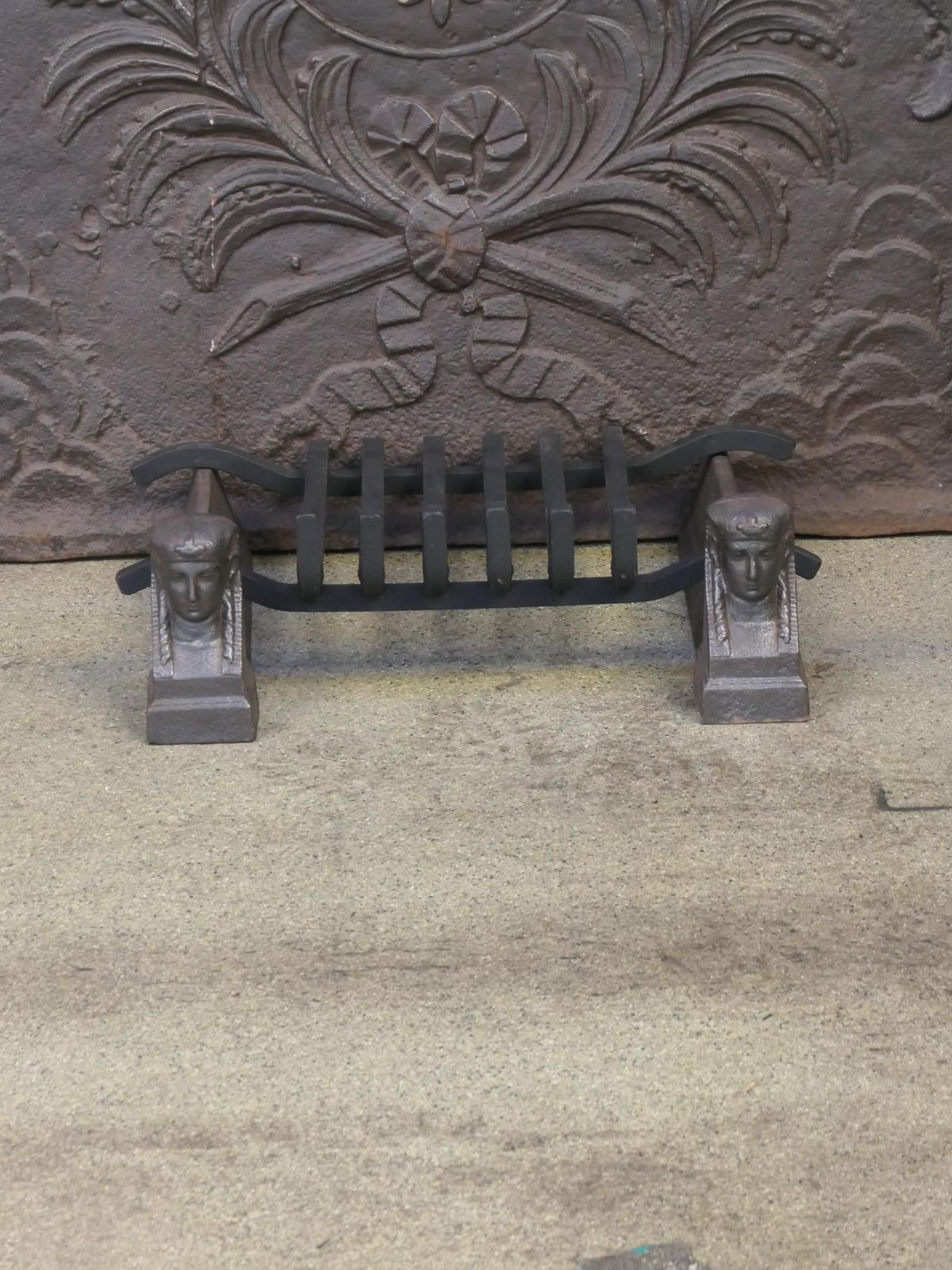 Antique French Napoleon III Fire Grate, Fireplace Grate, 19th Century photo furniture