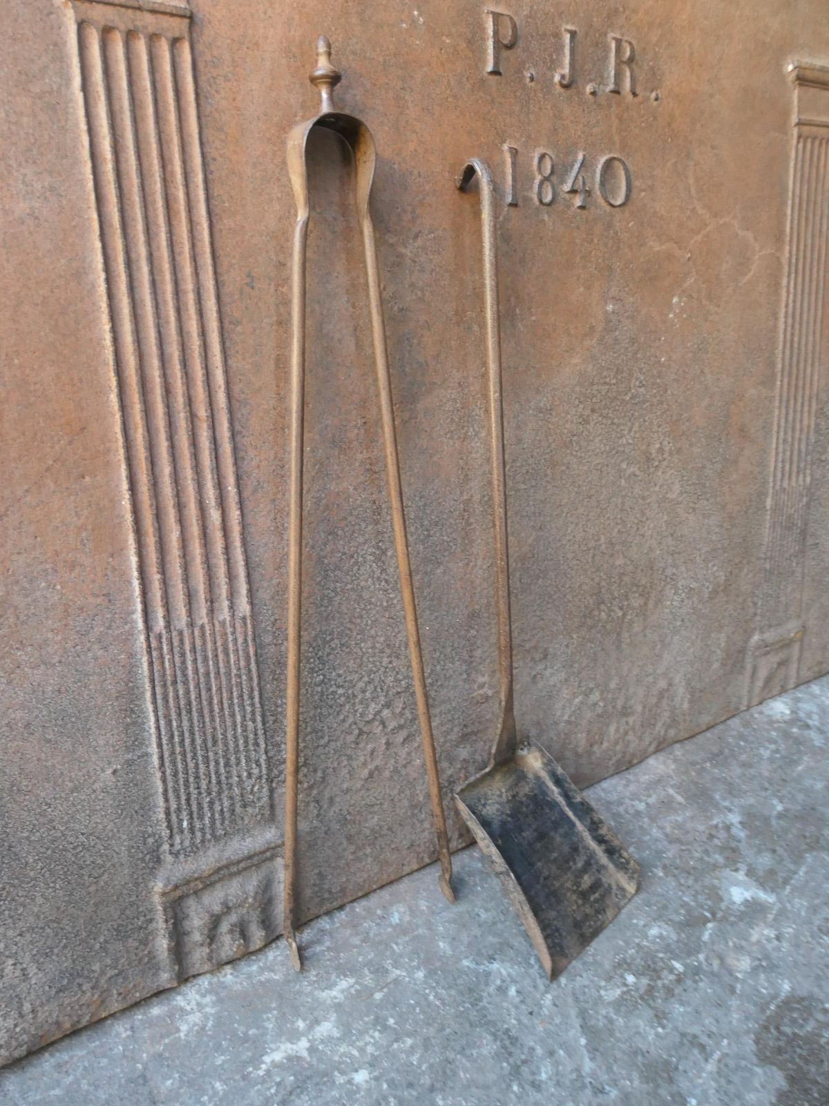 Rustic French Neoclassical Fireplace Tools, 18th 19th Century photo for sale
