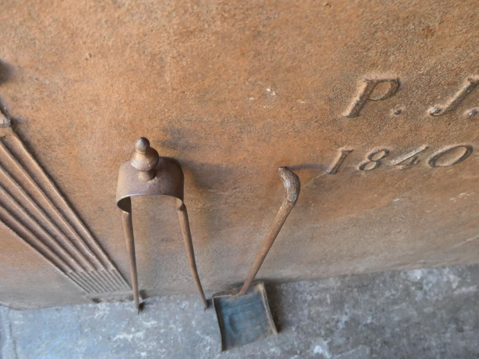 Rustic French Neoclassical Fireplace Tools, 18th 19th Century photo vintage