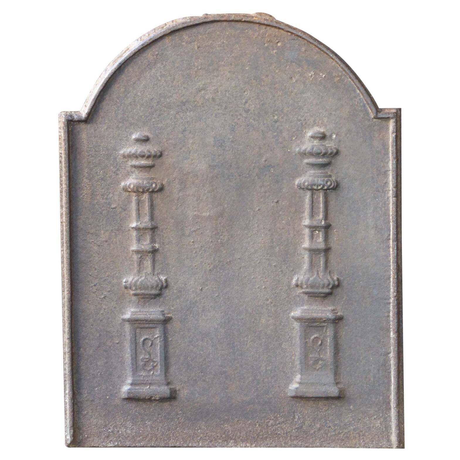 Antique French Neoclassical 'Pillars Of Freedom' Fireback / Backsplash