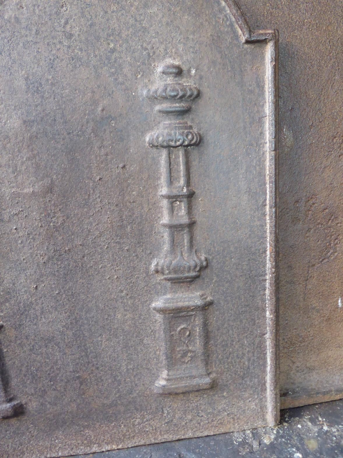 Antique French Neoclassical 'Pillars Of Freedom' Fireback / Backsplash photo vinterior