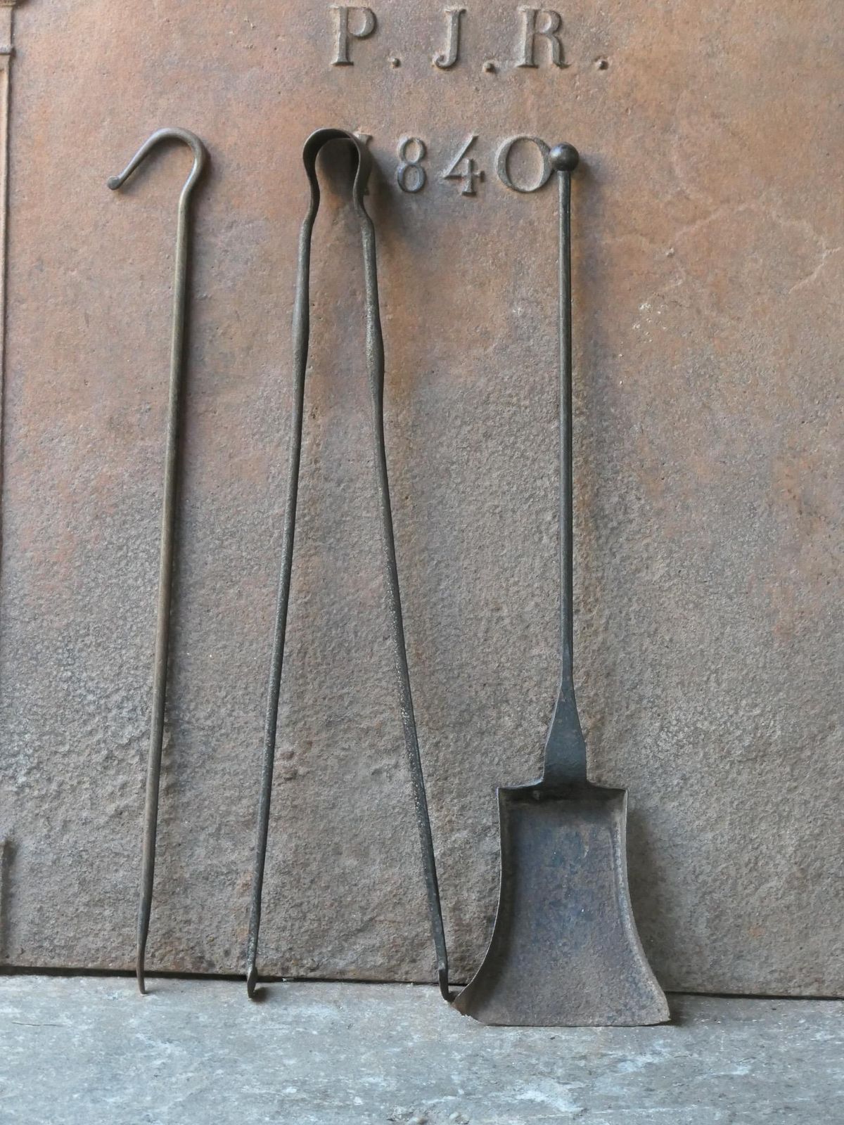 Rustic French Neoclassical Fireplace Tools, 18th 19th Century photo for sale