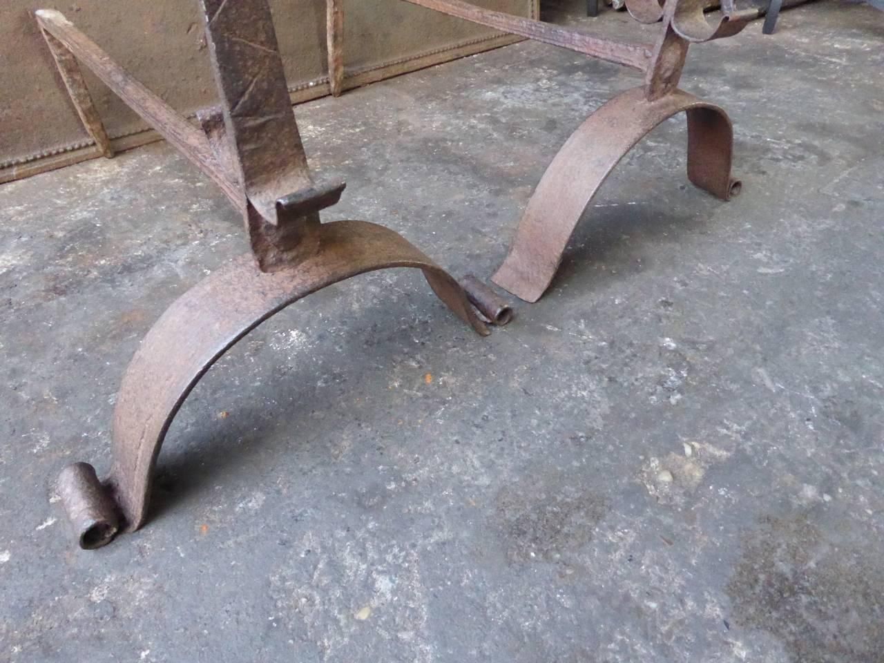 17th 18th Century French Gothic Firedogs, Andirons photo vinterior