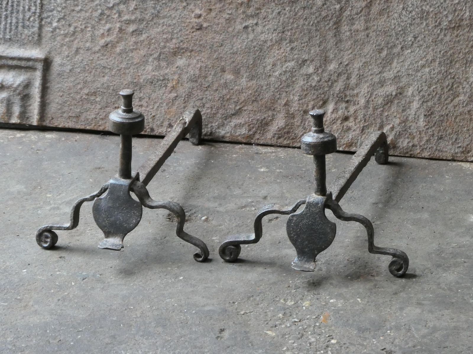 French Louis XV Iron Andirons, 18th Century photo Home Fixtures