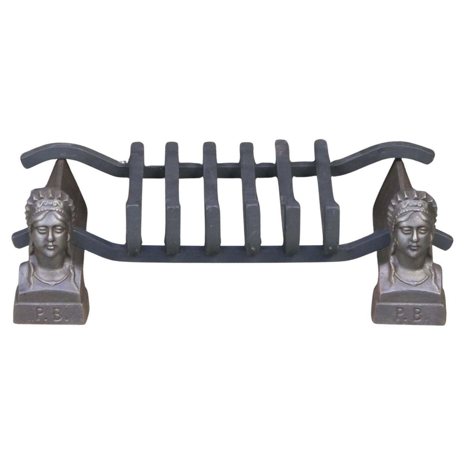 Antique French Napoleon III Fire Grate, Fireplace Grate, 19th Century