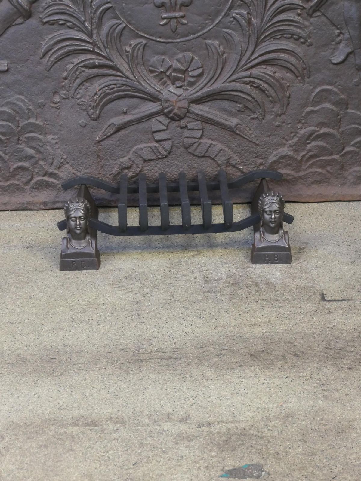 Antique French Napoleon III Fire Grate, Fireplace Grate, 19th Century photo furniture